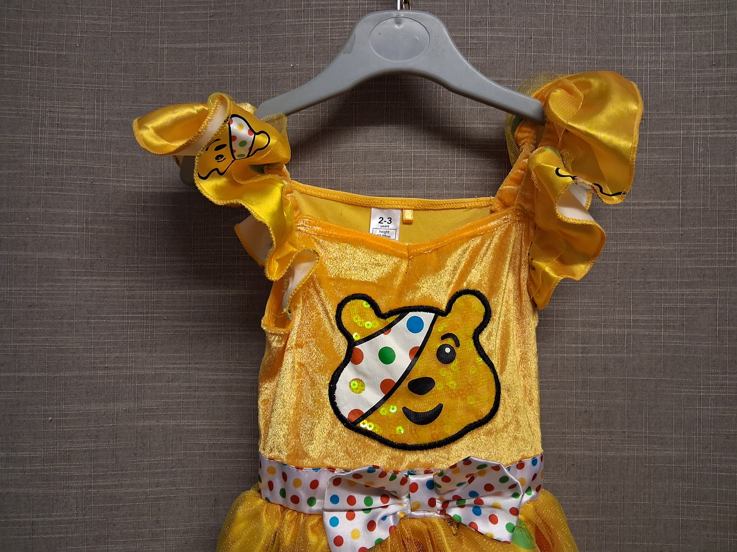 George Girls "Pudsey" Children in Need Yellow Fancy Dress Costume Age 2-3 Years