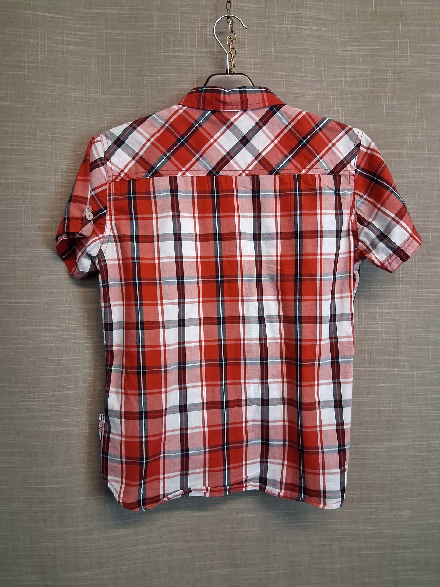 Lee Cooper Boys Red Check Short Sleeve Shirt Age 11-12 Years