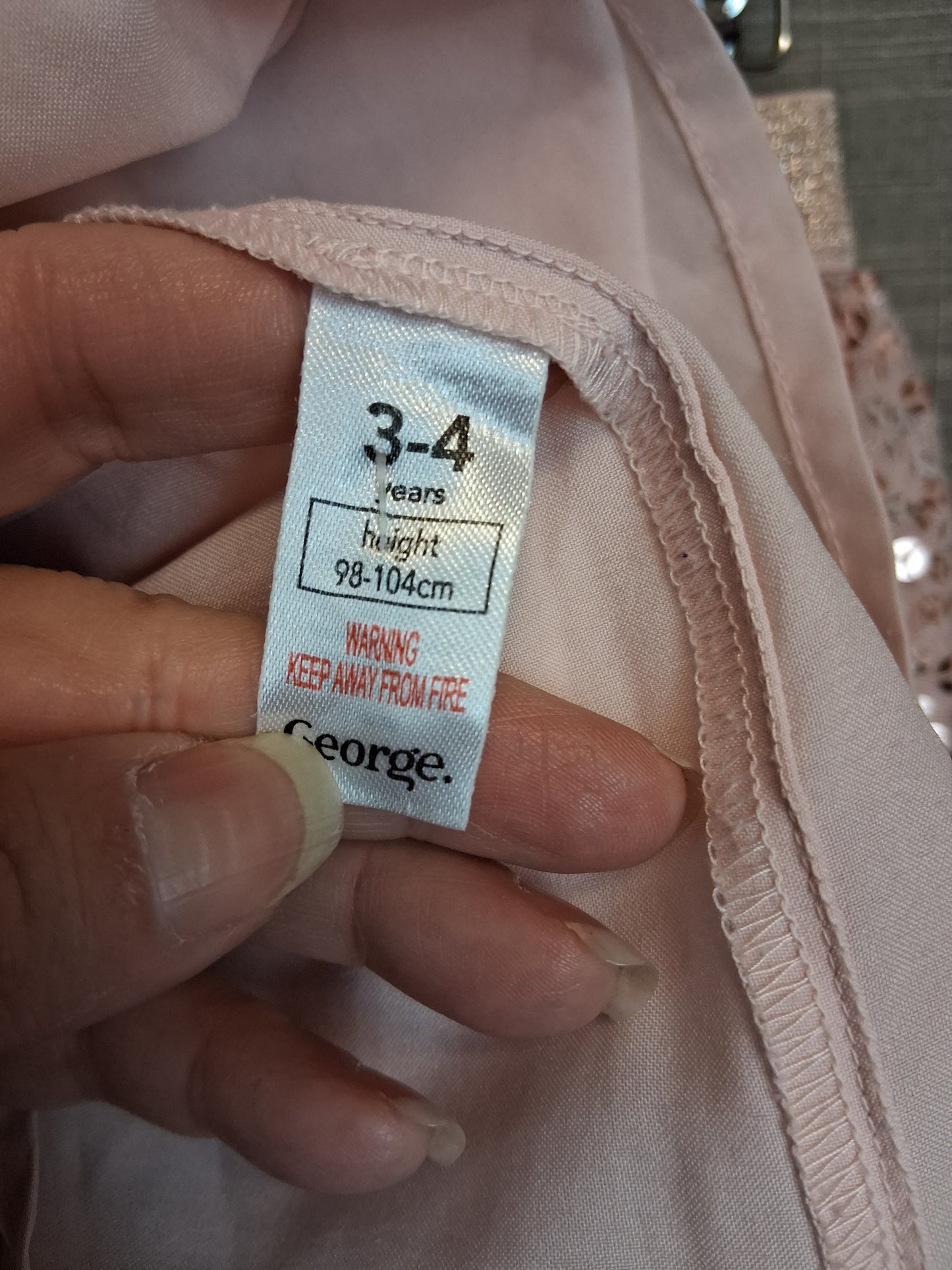 George Girls Sequin Skirt Rose Gold Age 3-4 Years