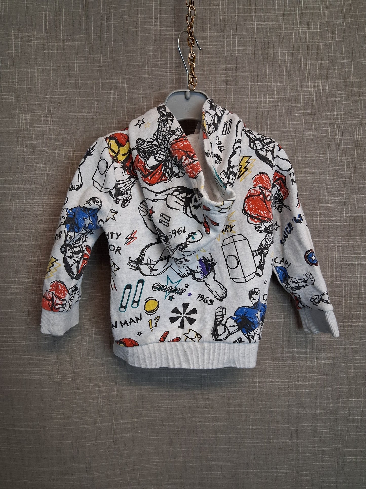 F&F Marvel Boys Iron Man Hoodie Grey Age 12-18 Months