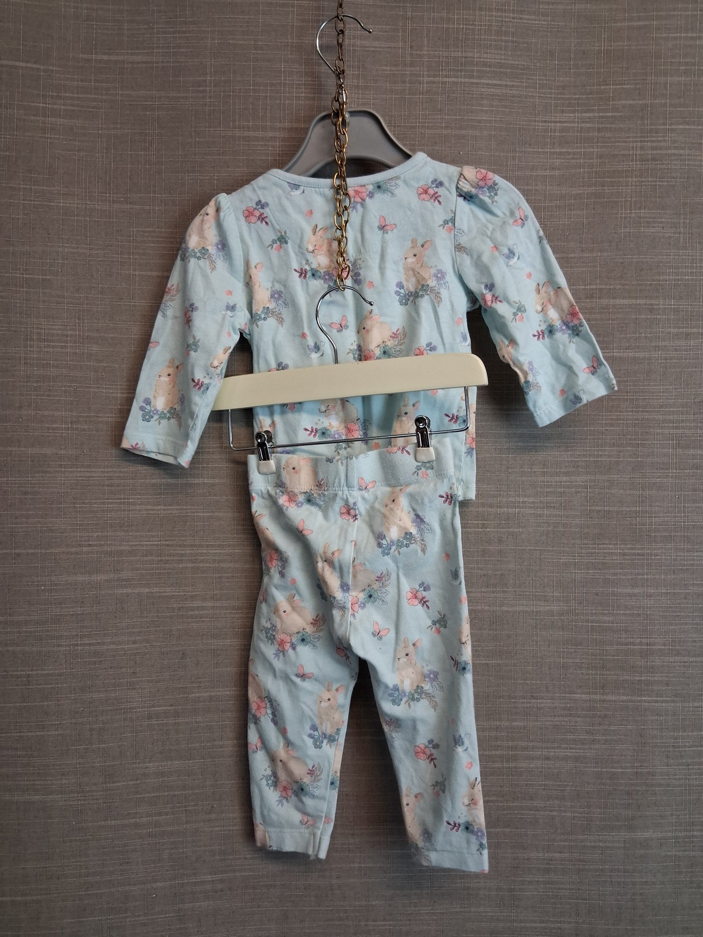 Nutmeg Girl Easter Bunny Theme Pyjamas PJs Set Age 6-9 Months