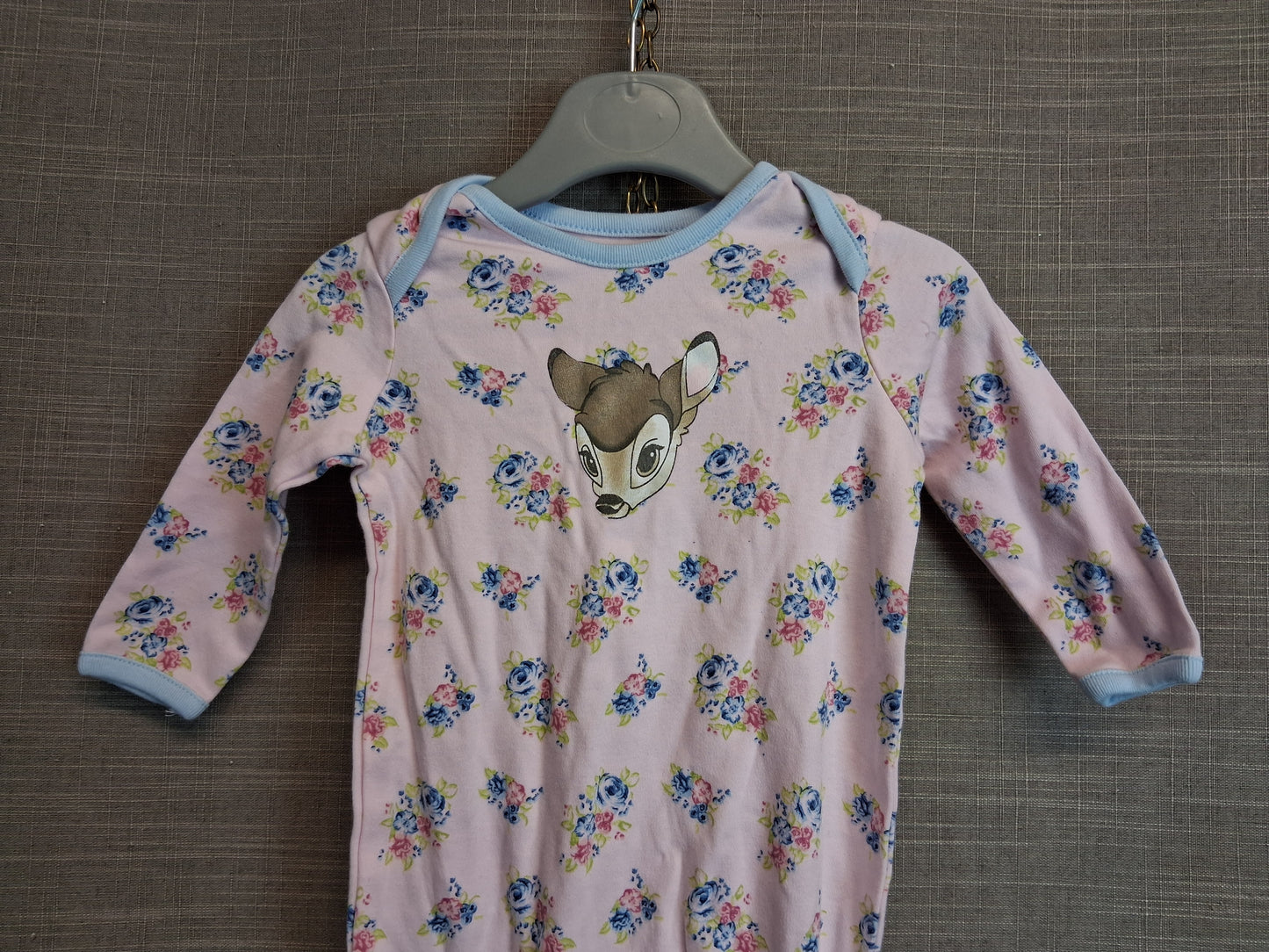 Disney George Bambi Pink Floral Sleepsuit Romper Age 3-6 Months