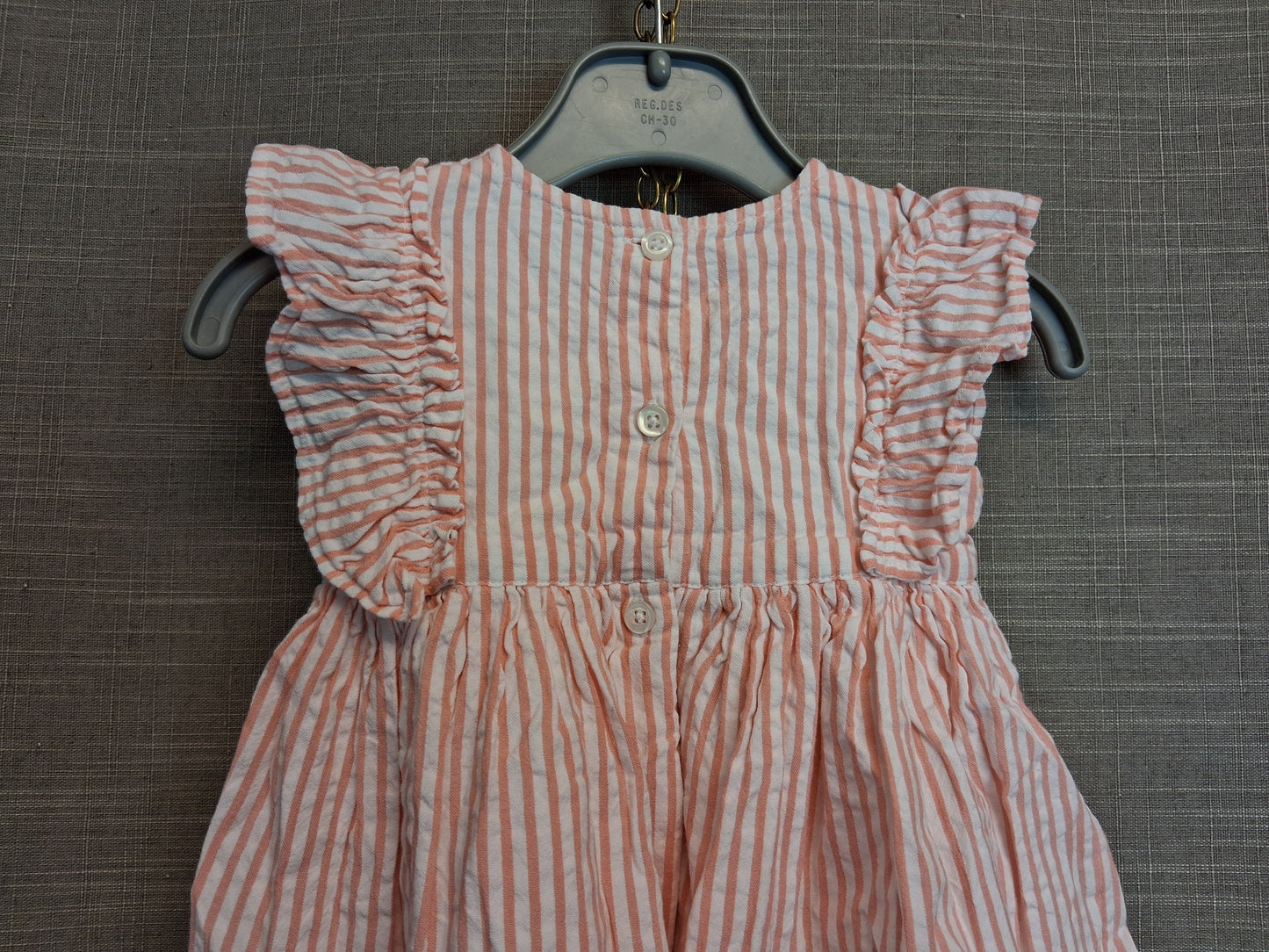 George Girls Pink White Stripe Dress Age 3-6 Months