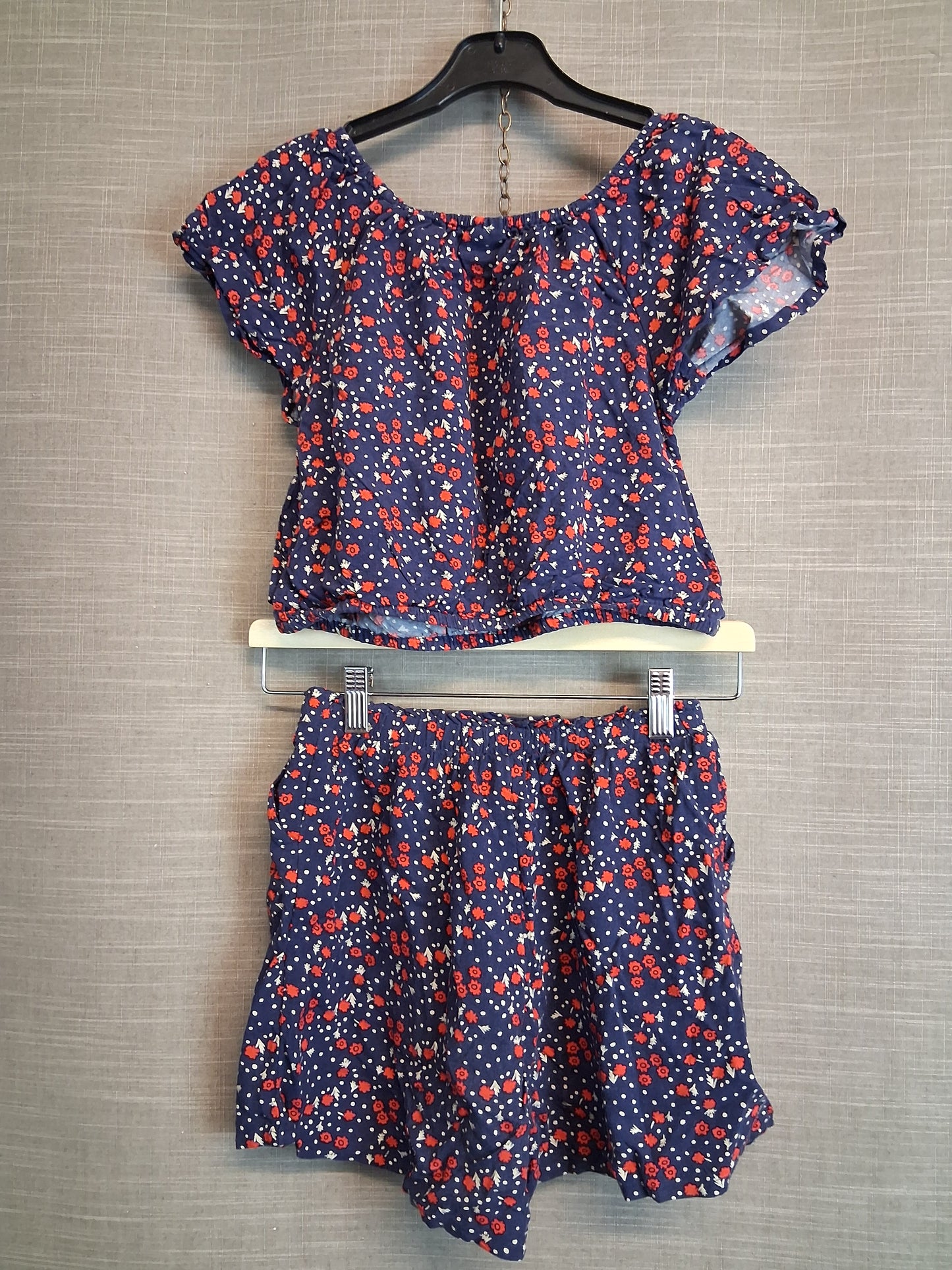 Next Blue Red Floral 2 Piece Outfit Top and Shorts Age 11 Years