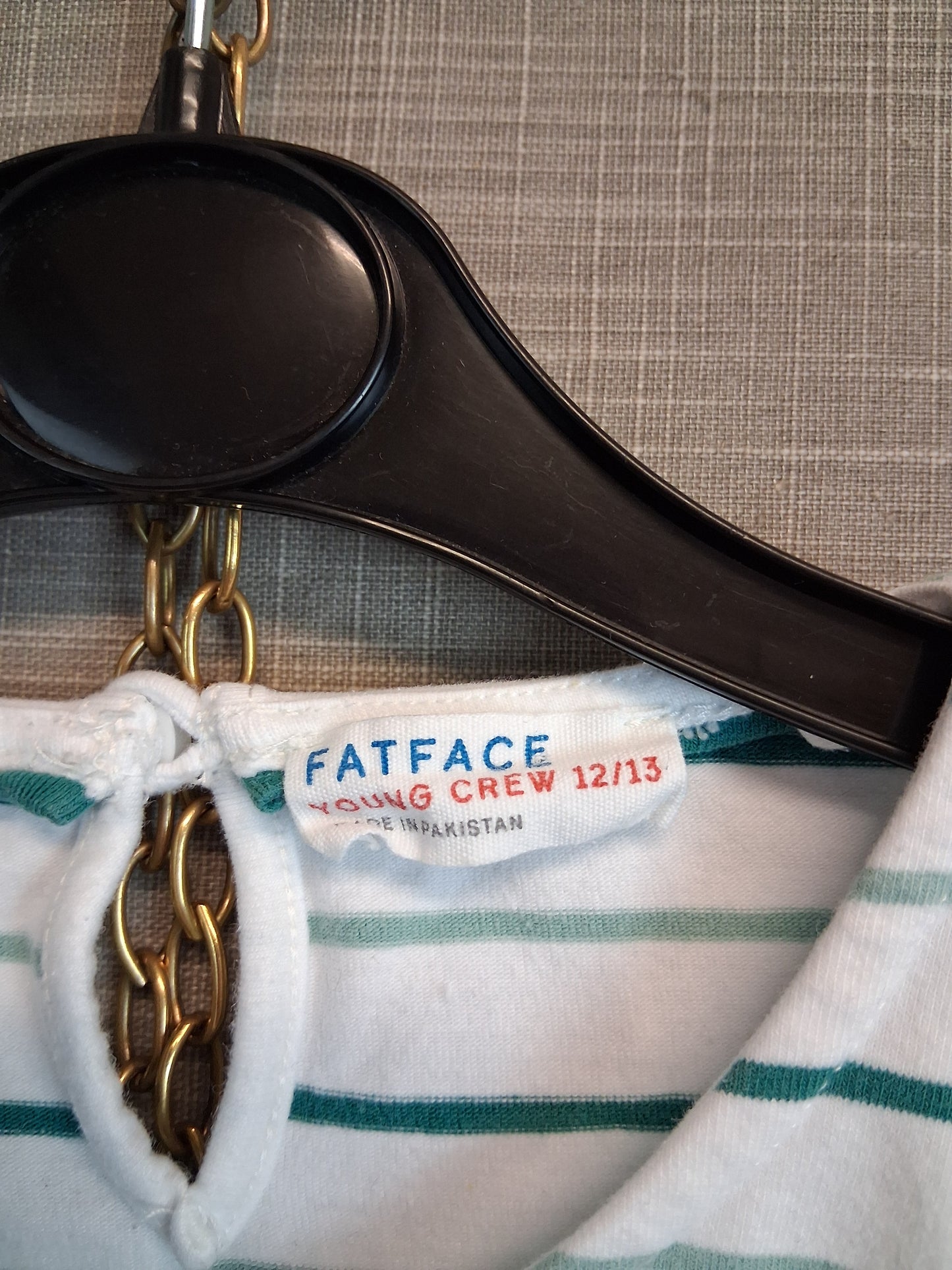 FatFace Girls Long Sleeve Jersey T-Shirt Age 12-13 Years Green Stripe