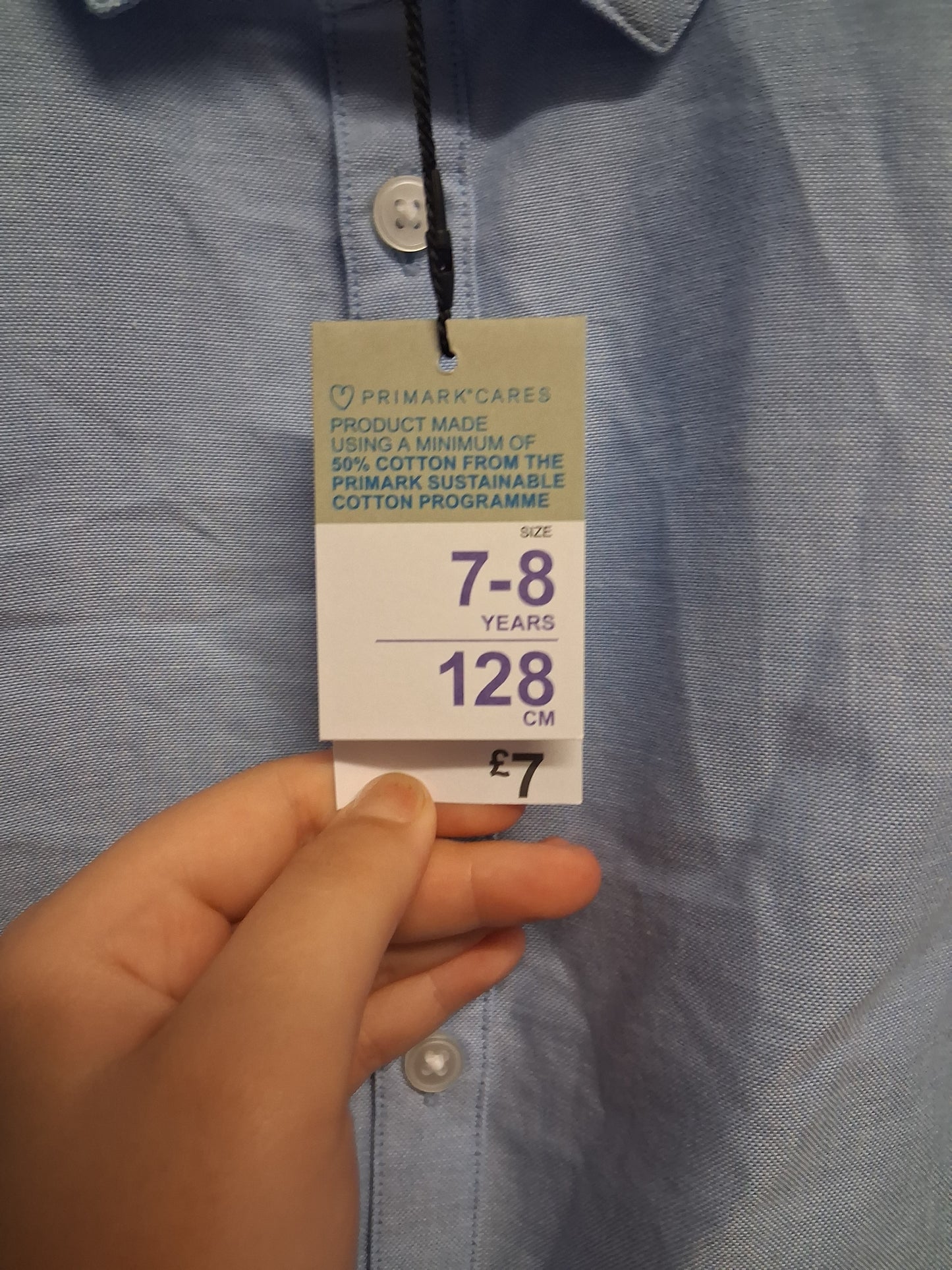 Primark Boys Blue Short Sleeve Shirt Age 7-8 Years