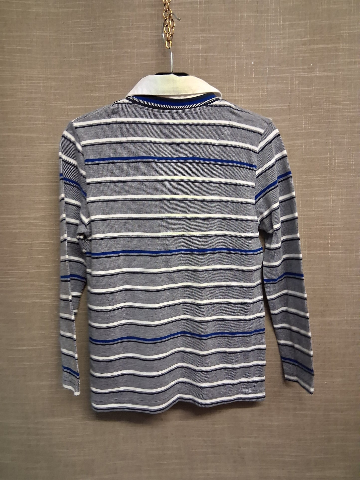 Jasper Conran Blue White Stripe Long Sleeve T-Shirt with Collar Age 7-8 Years New