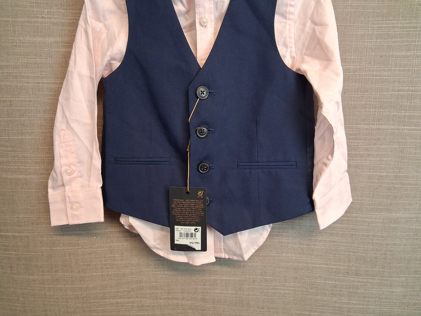 Next Boys 2 Piece Set Waistcoat and Pink Shirt Age 3 Years New