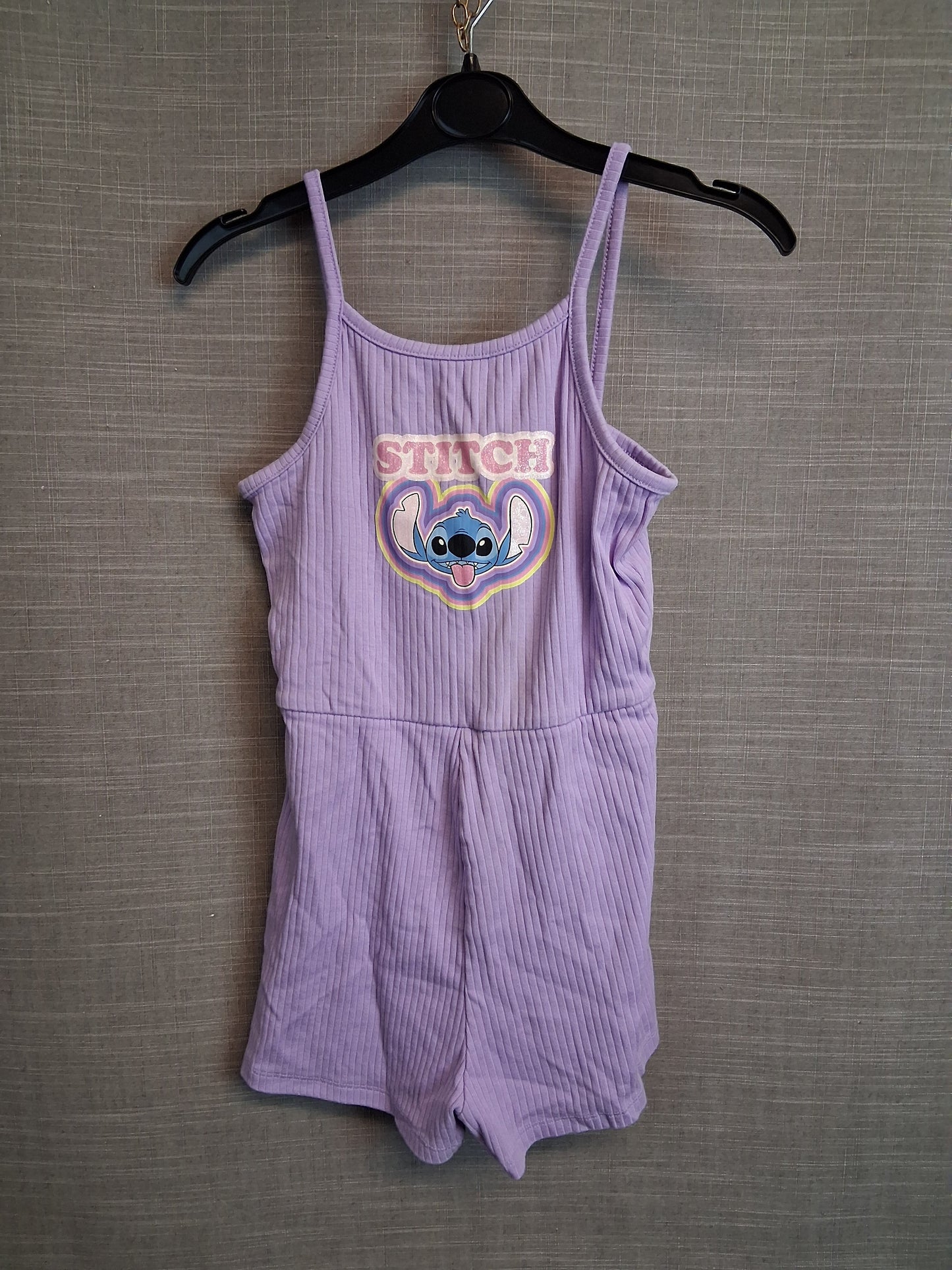 Disney Girls Stitch Purple Jersey Playsuit Age 7-8 Years