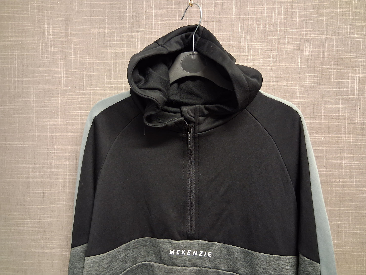 Mckenzie Boys Black Grey Half Zip Hoodie Age 10-12 Years