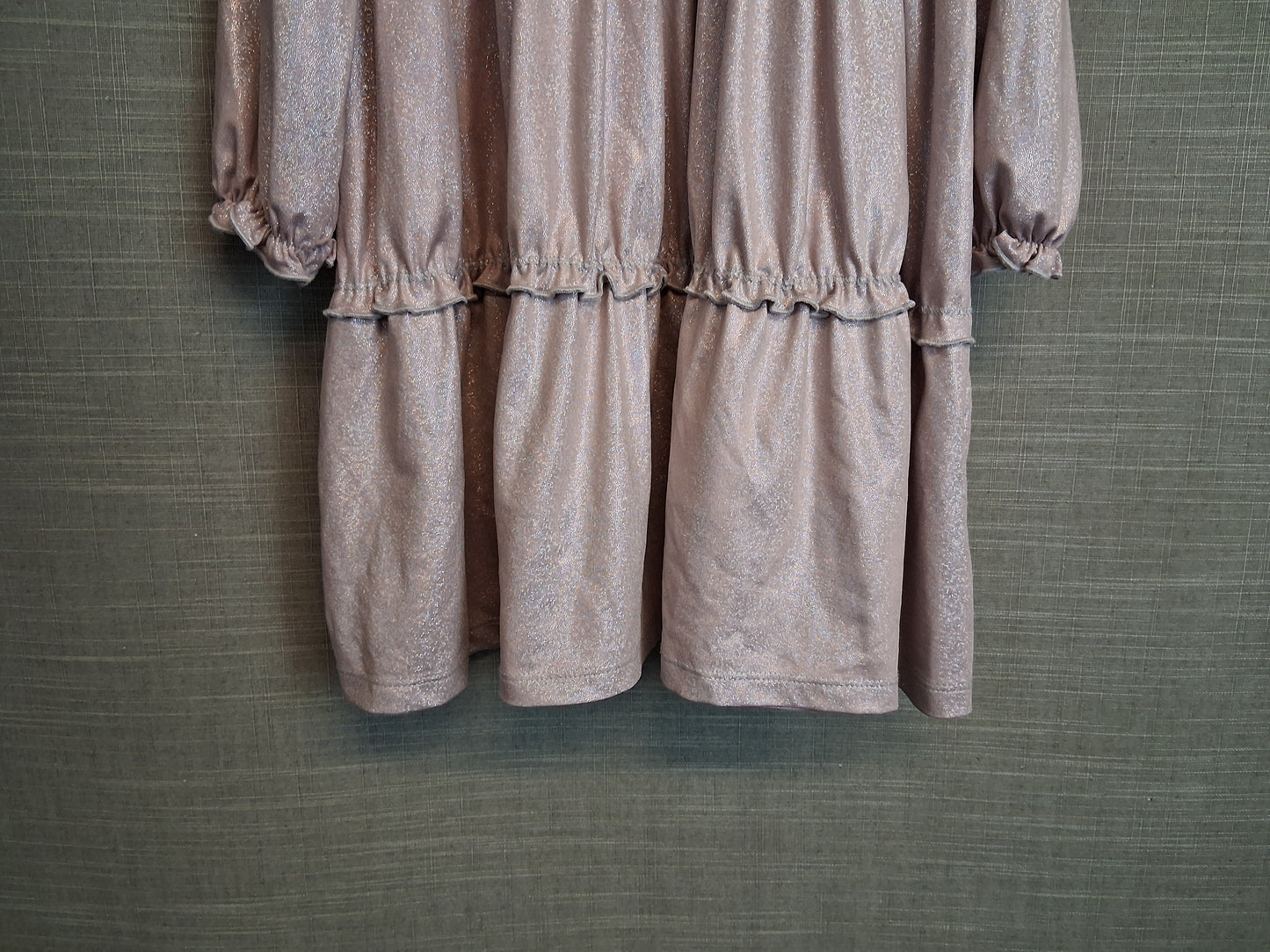 TU Girls Dusky Pink Glittery Teired Dress Long Sleeve Age 3-4 Years