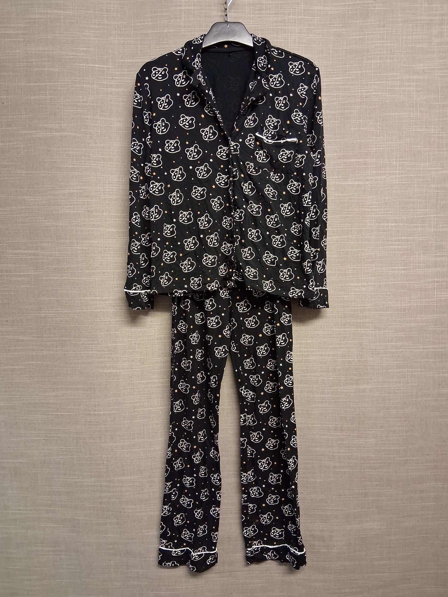 George Girls Black "Pudsey" Children in Need Pyjamas PJs 2 Piece Set Age 9-10 Years