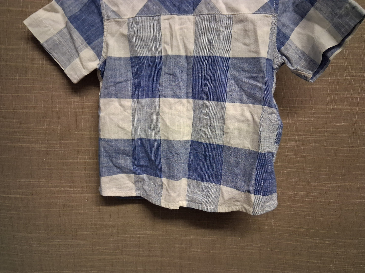 Next Boys Blue Check Short Sleeve Shirt Snap Fastening Age 18-24 Months