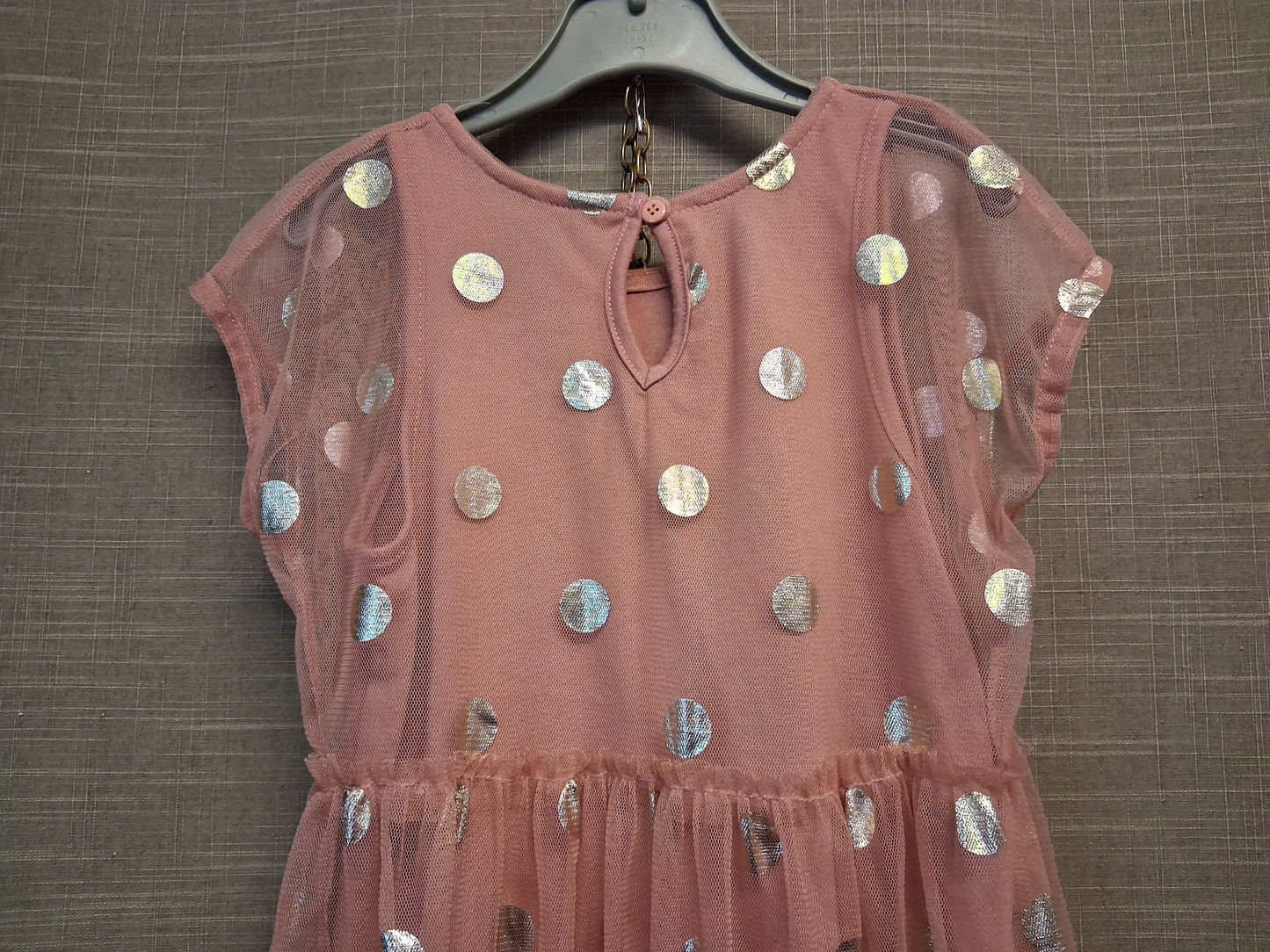 George Girls Pink Gold Spotty Dress Short Sleeve Age 5-6 Years