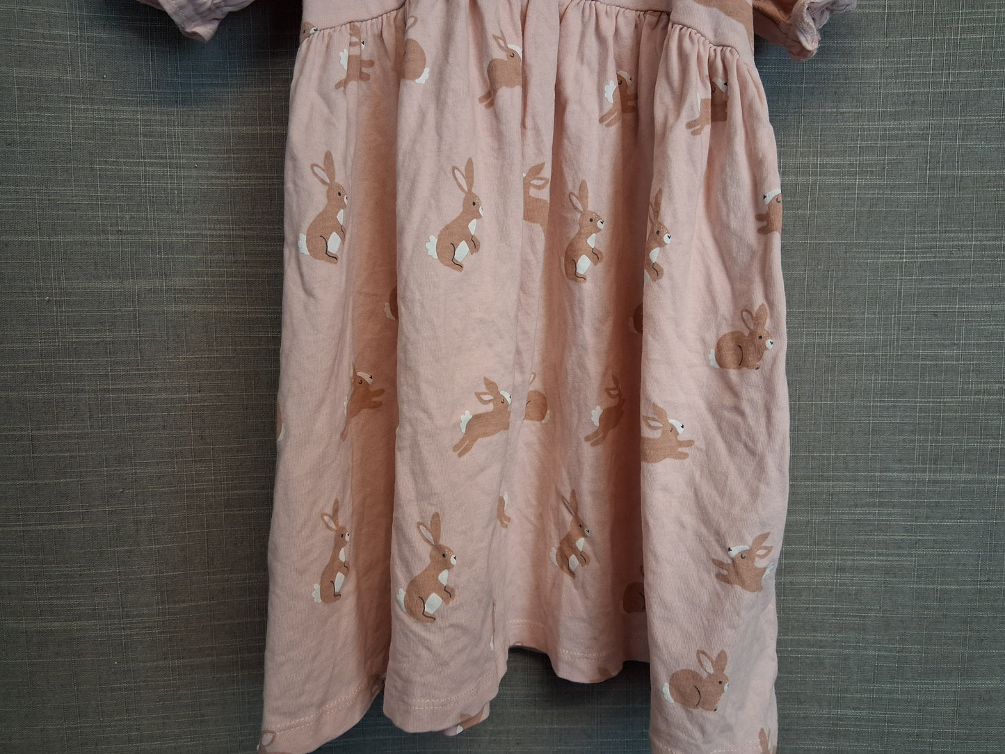 Next Girls Pink Bunny Theme Easter Dress Age 2-3 Years Short Sleeve Jersey