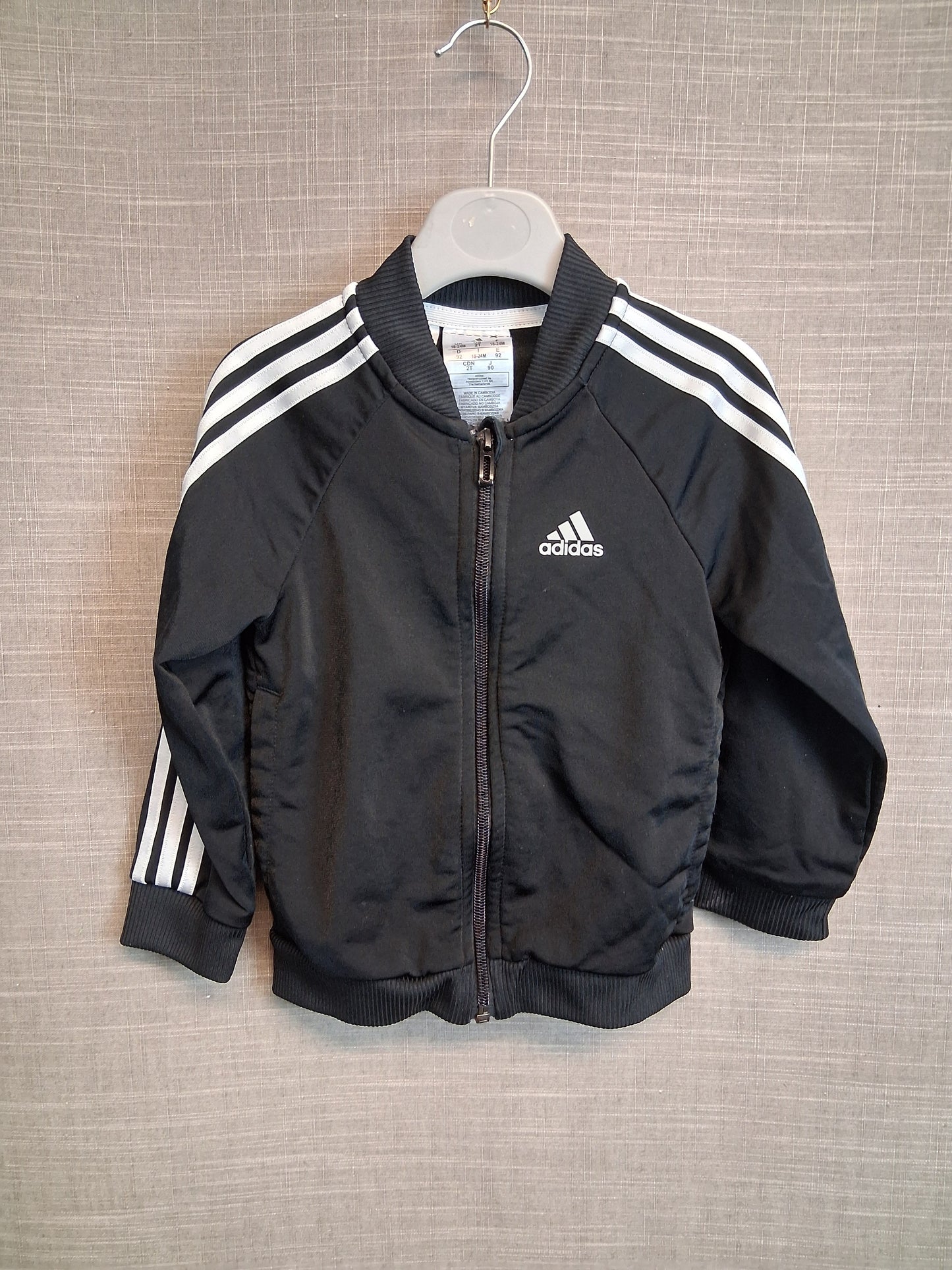 Adidas Boys Full Zip Jacket Age 18-24 Months Black and White
