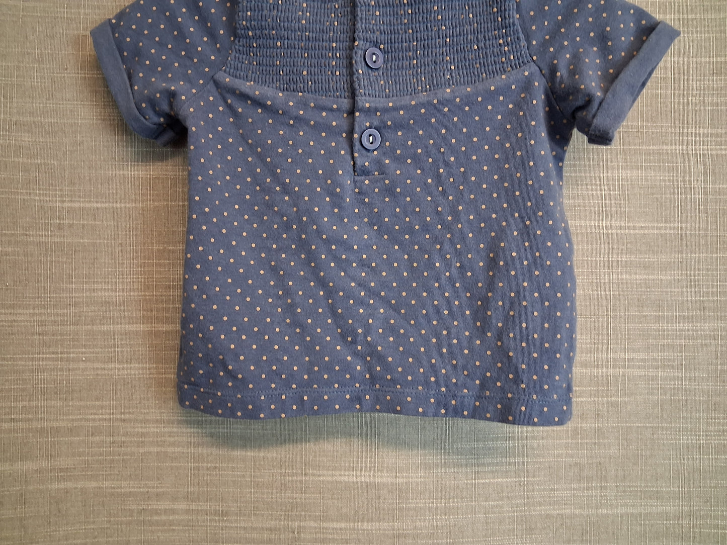 Mamas & Papas Girls Blue Spotty Smock T-Shirt Age 3-6 Months