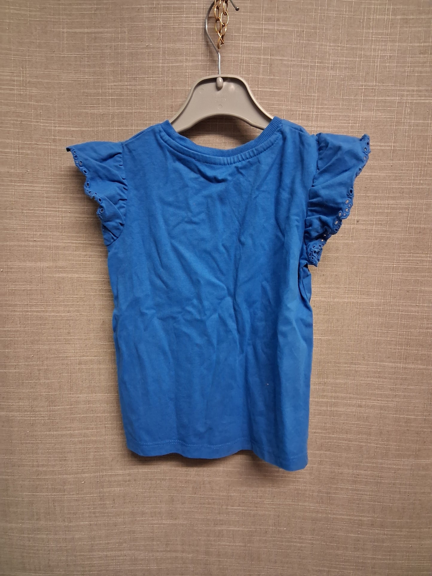 George Girls Blue Jersey Cap Frill Sleeve T-Shirt Age 2-3 Years