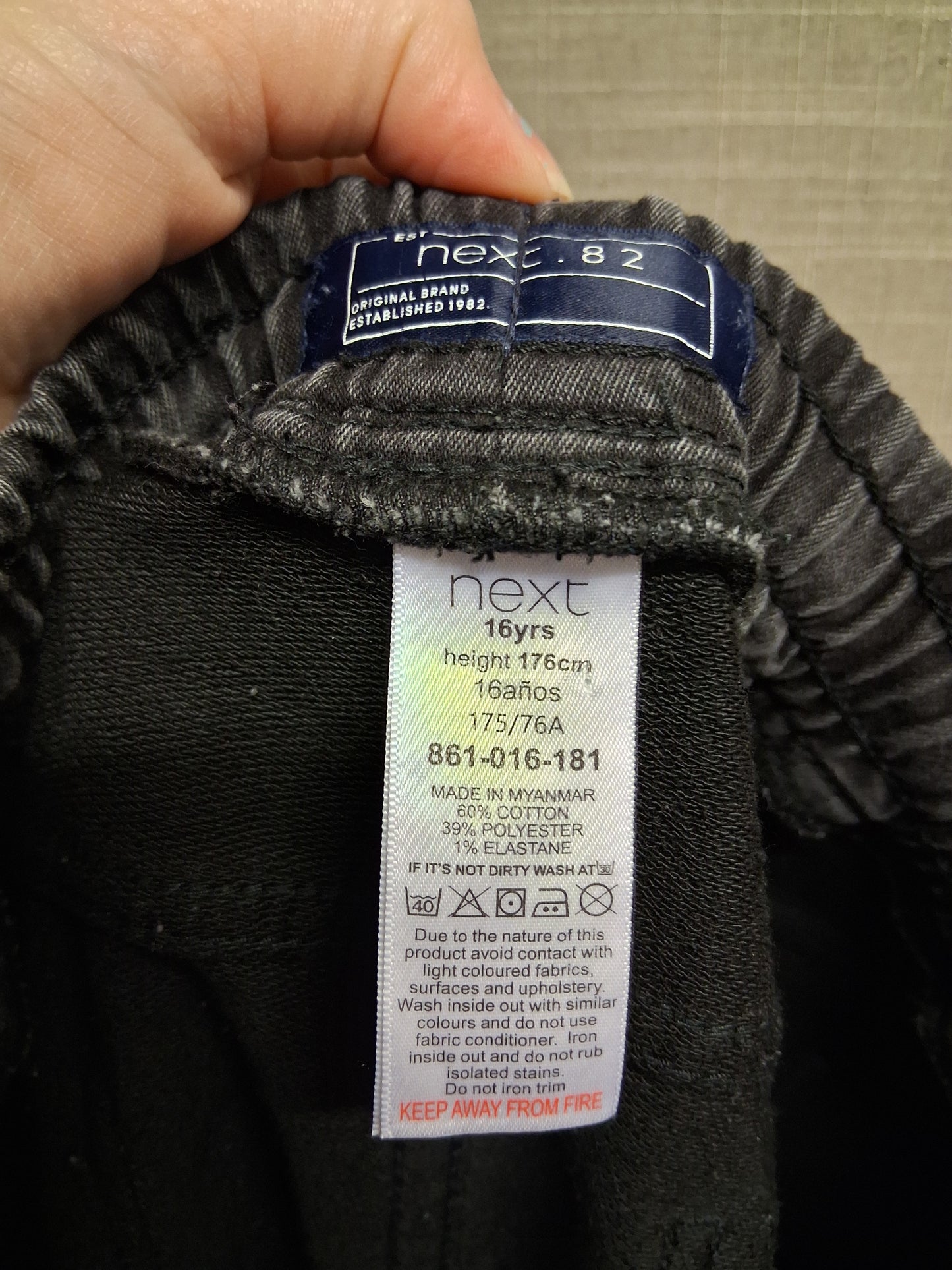 Next Boys Black Jeans Elastic Waist Age 16 Years