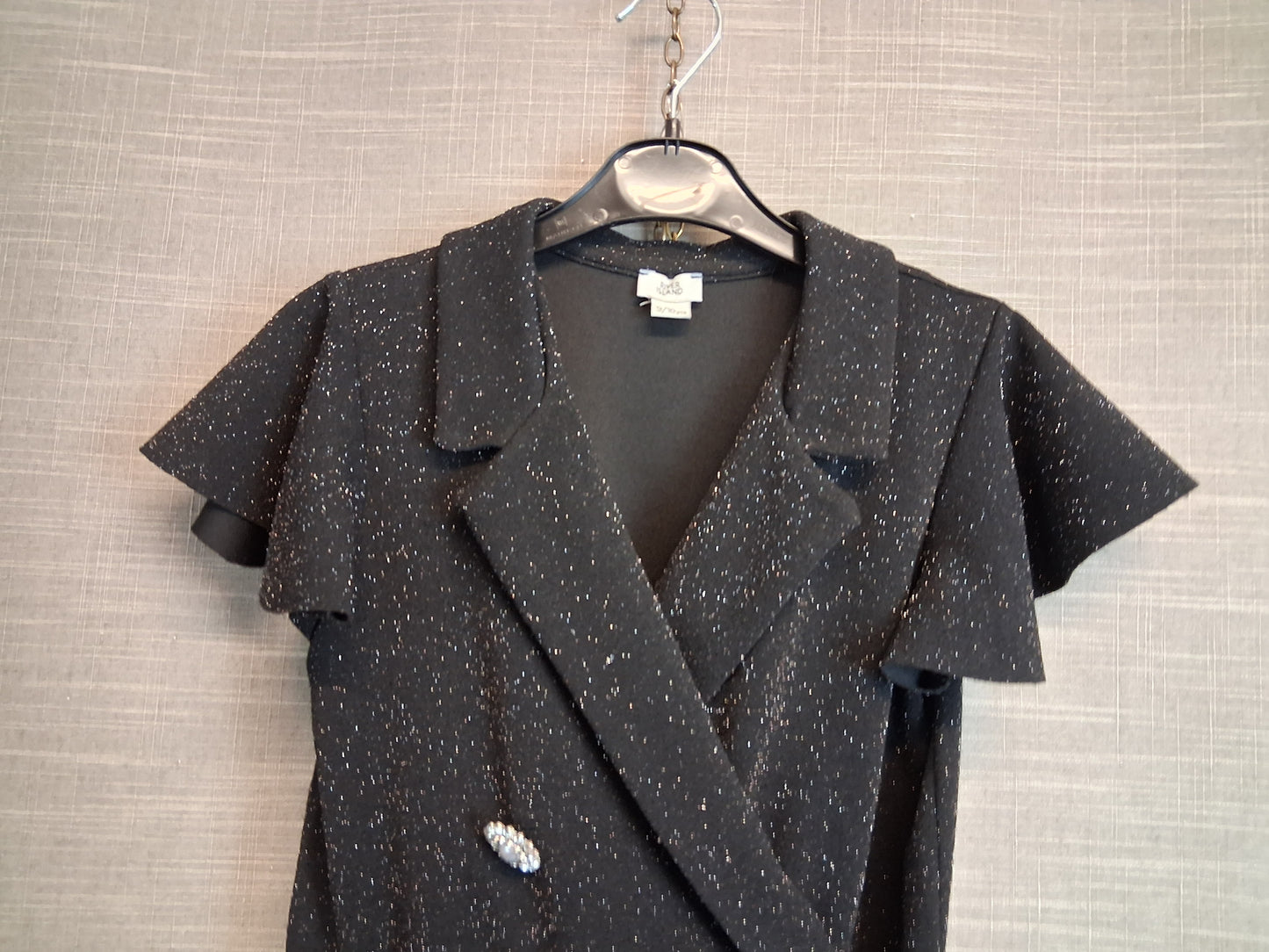 River Island Girls Playsuit Black Sparkly With Belt Age 9-10 Years