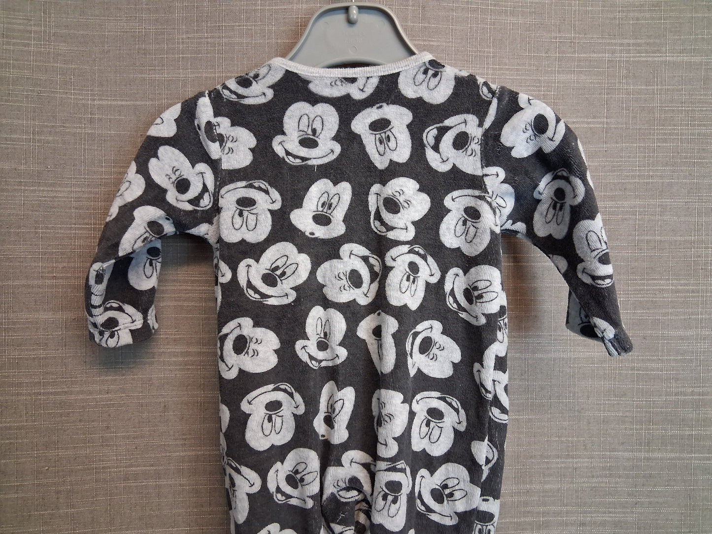 Disney Boys Grey Mickey Mouse Sleepsuit Romper Age 0-3 Months