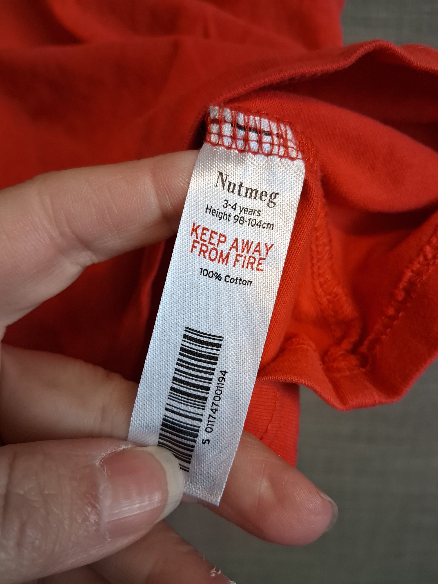 Nutmeg Girls Red Sleeveless Jersey T-Shirt Age 3-4 Years