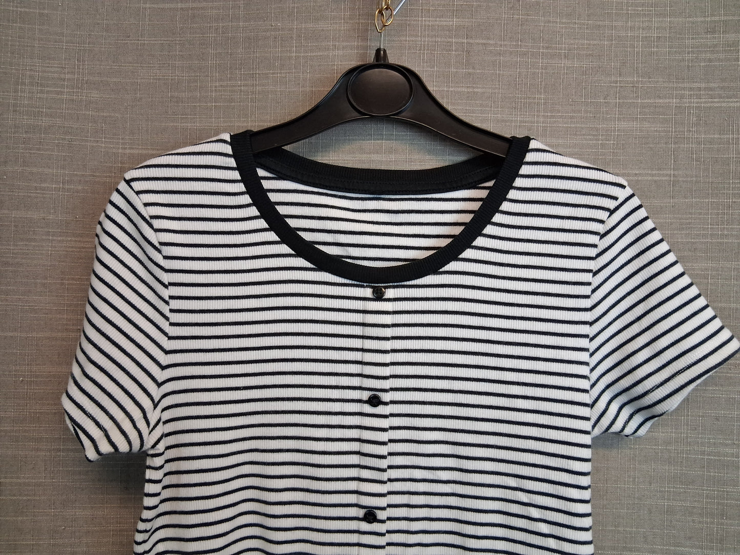 George Girls Black White Striped Short Sleeve T-Shirt Age 10-11 Years