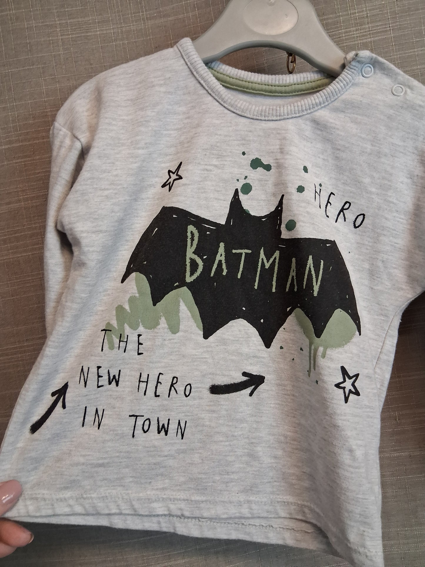George Batman Theme Long Sleeve T-Shirt Grey Age 12-18 Months