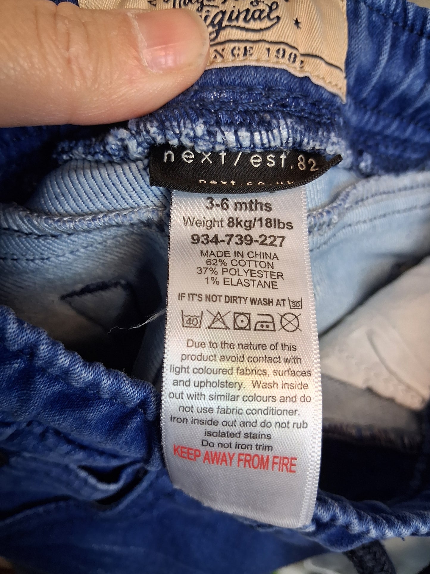 Next Boys Blue Jeans Age 3-6 Months