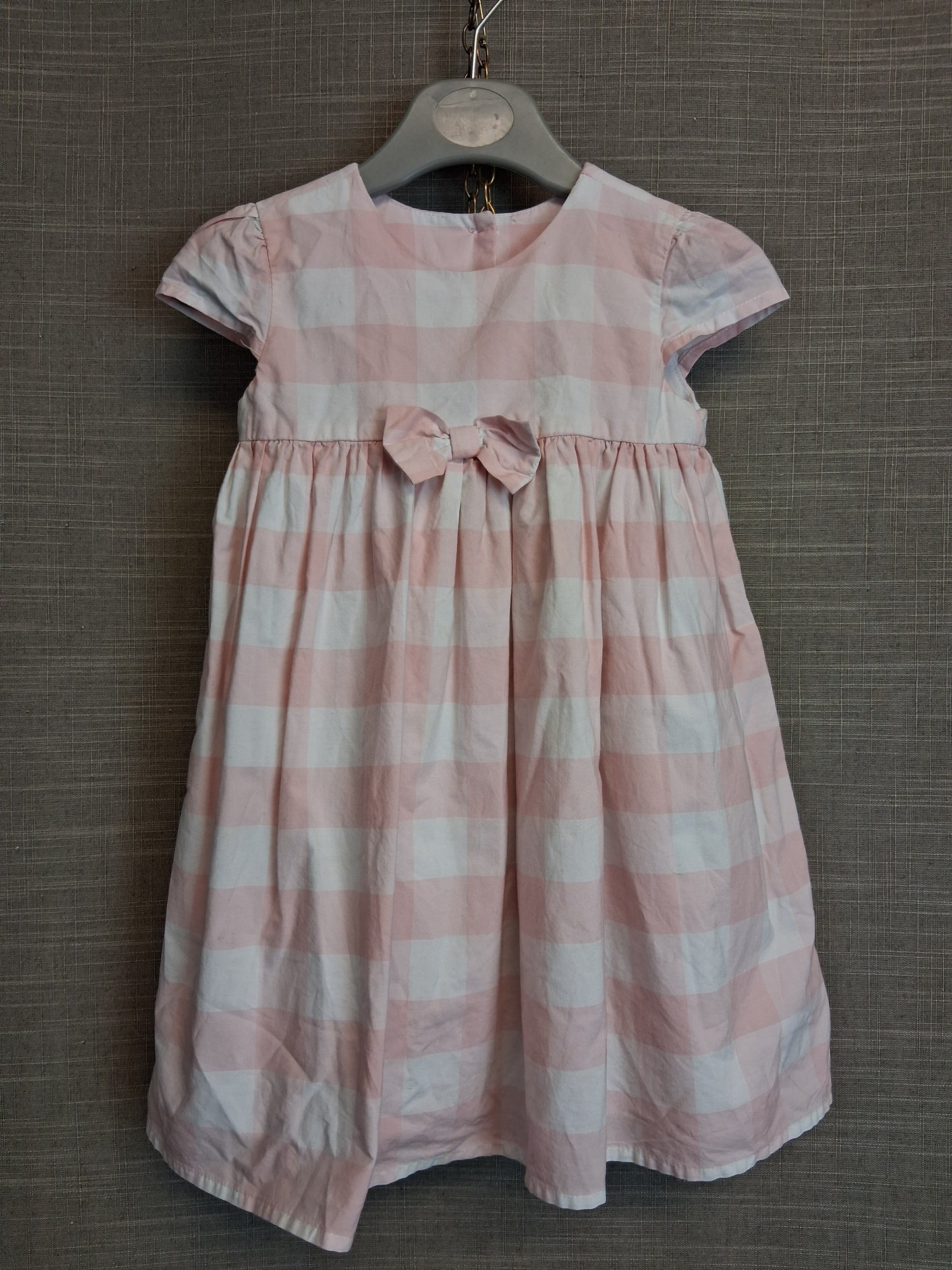 George Girls Pink Check Dress Short Sleeve Age 12-18 Months