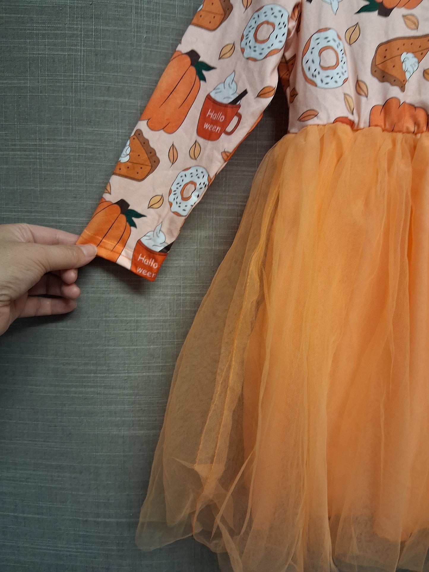 Shein Halloween Autumn Dress Tutu Skirt Long Sleeve Orange Age 4 Years