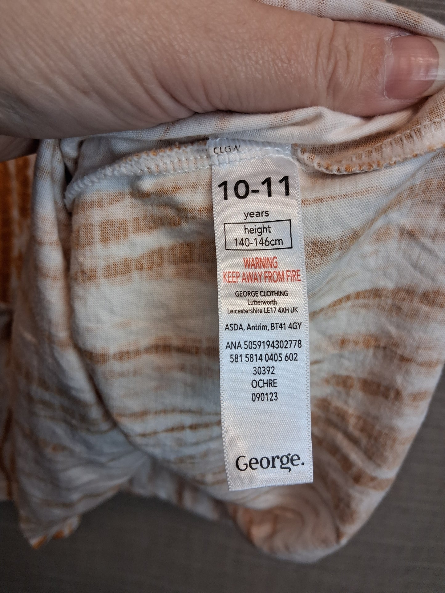 George Girls Tiered Dress Orange Tie Dye Age 10-11 Years