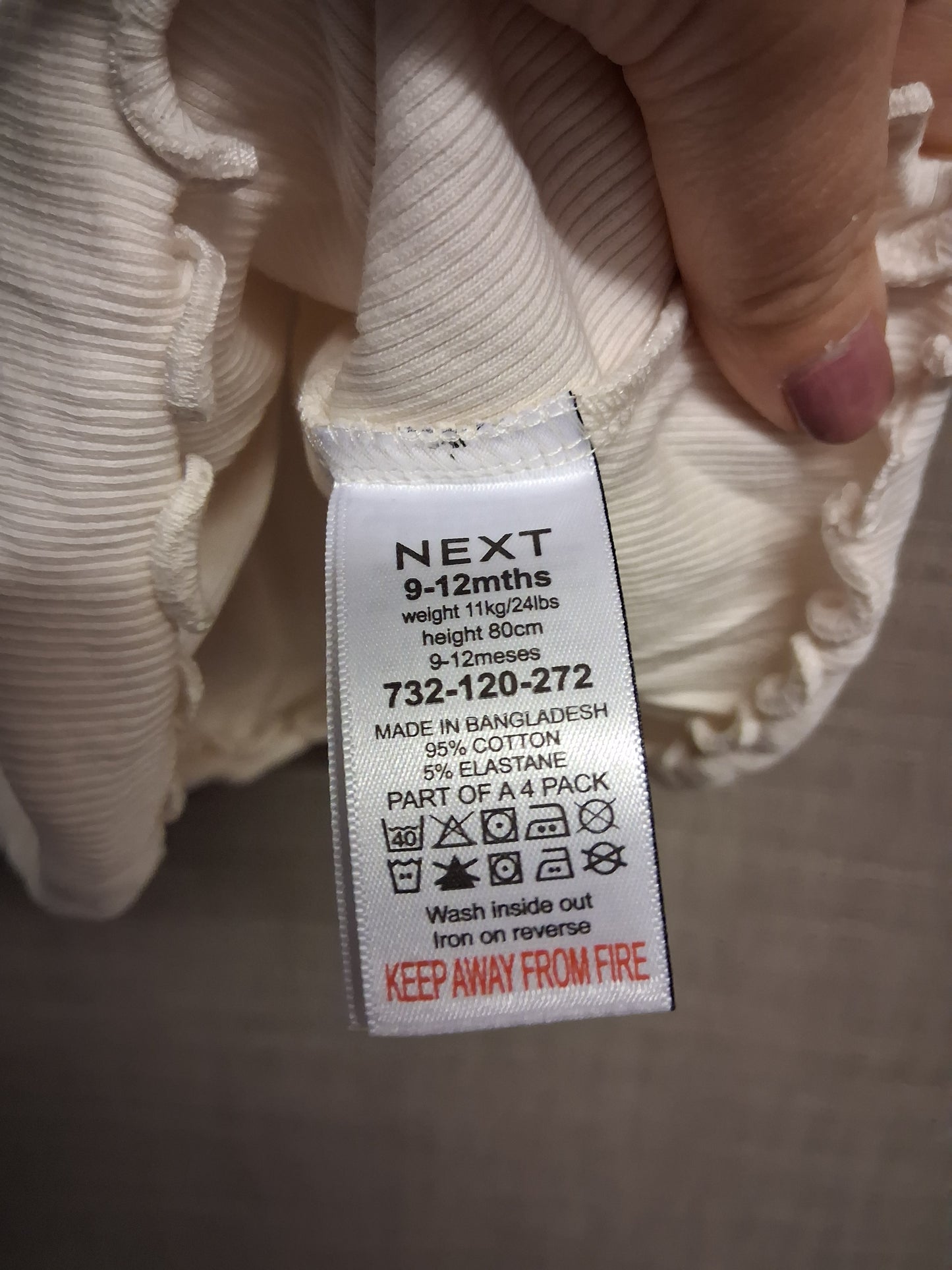 Next Girls Cream Sleeveless Jersey T-Shirt Age 9-12 Months