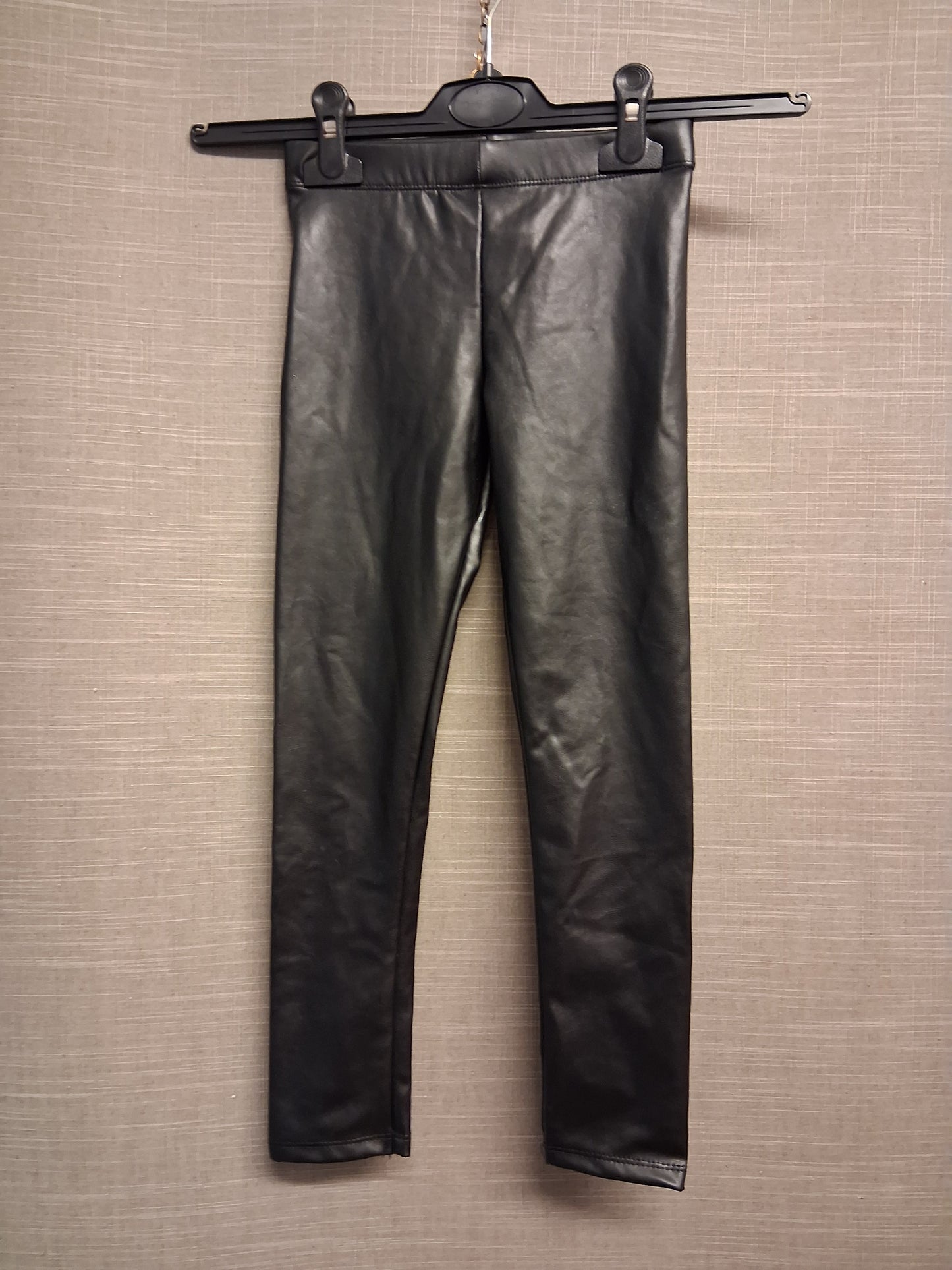 H&M Black Faux Leather Trousers Jeggings Age 6-7 Years New