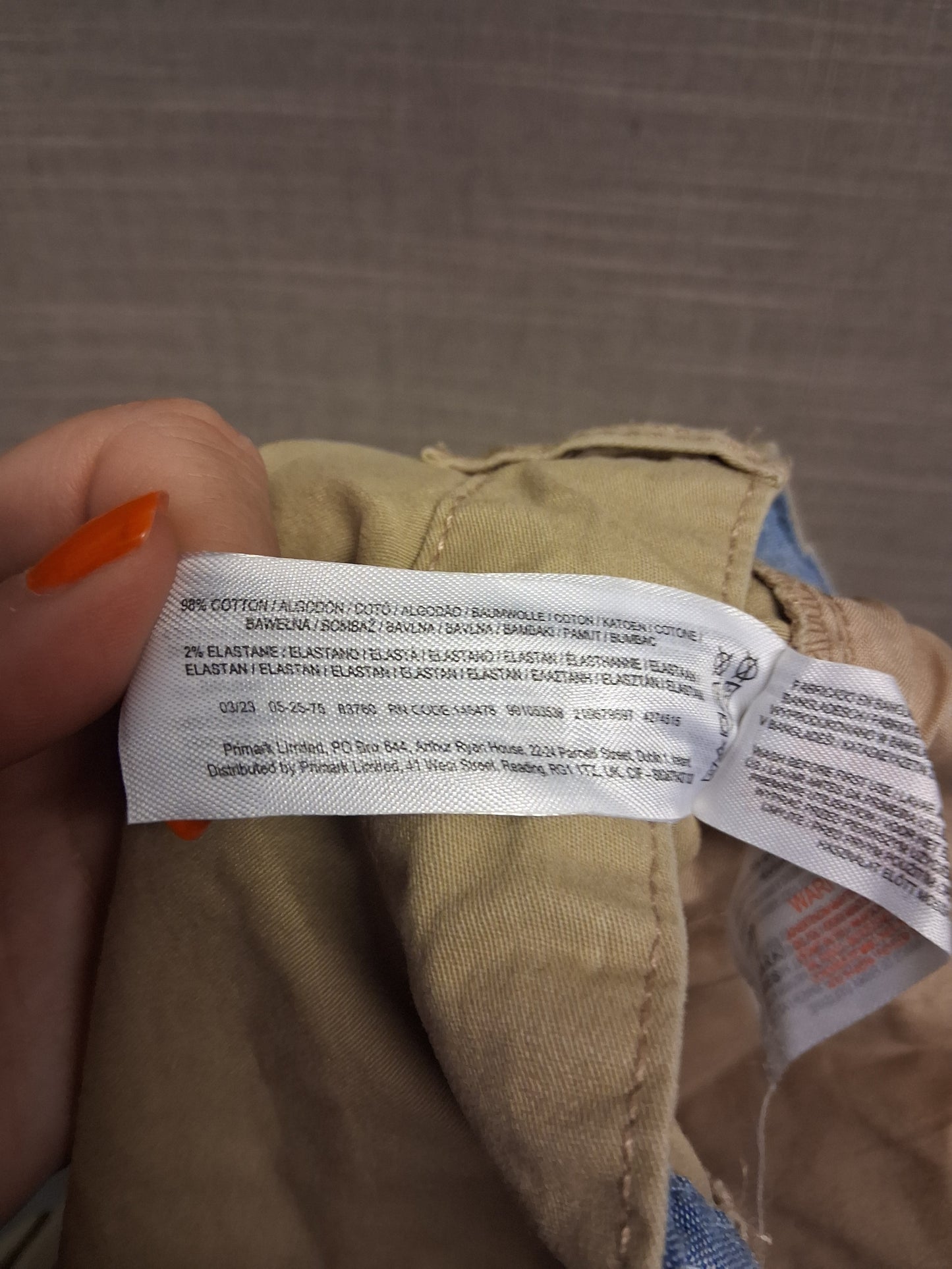 Primark Boys Beige Chino Shorts Adjustable Waist Age 13-14 Years