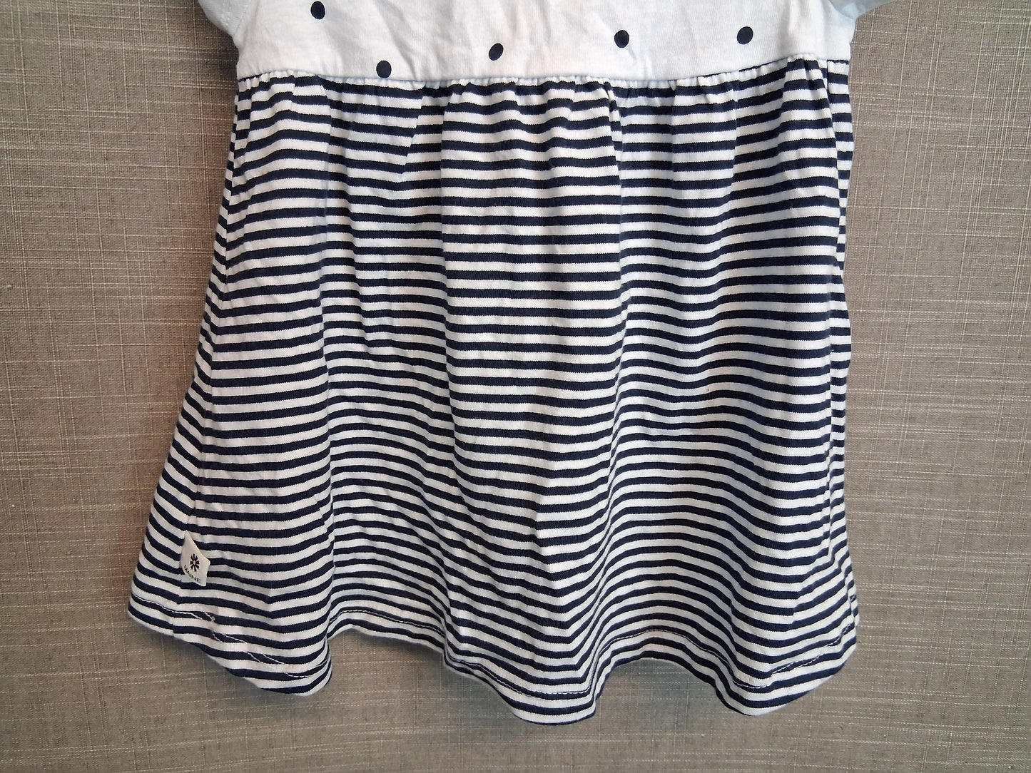 Maine Debenhams Girls Jersey Dress with Matching headband Blue White Age 3-6 Months New