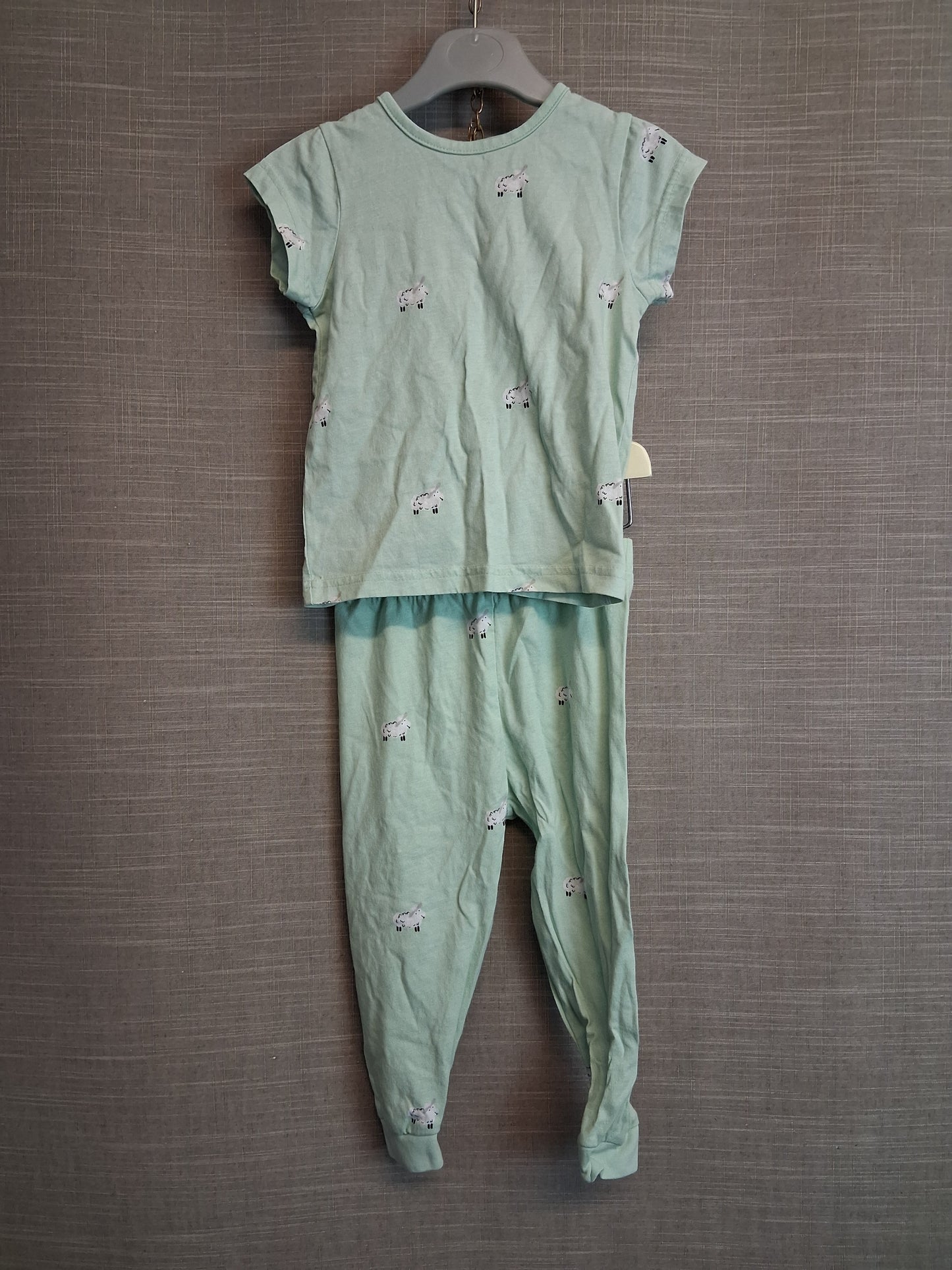George Girl Lamb Sheep Print Green Pyjamas PJs Set Age 18-24 Months