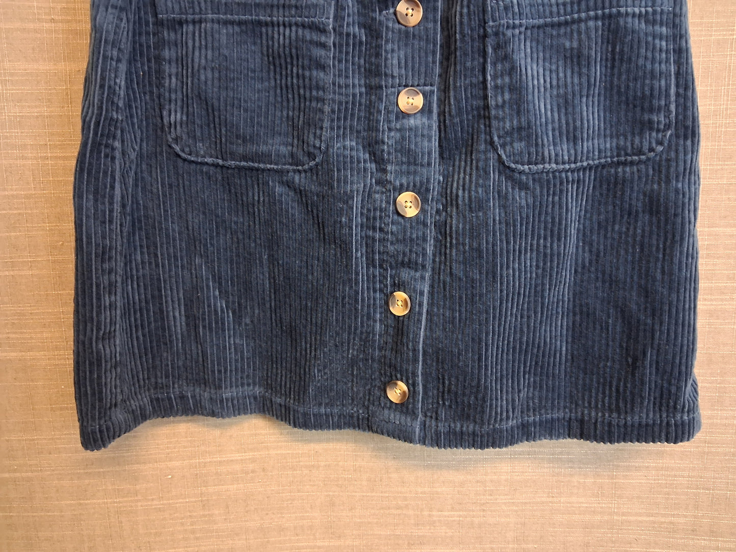 Next Girls Blue Corduroy Skirt Age 11-12 Years Button Front New