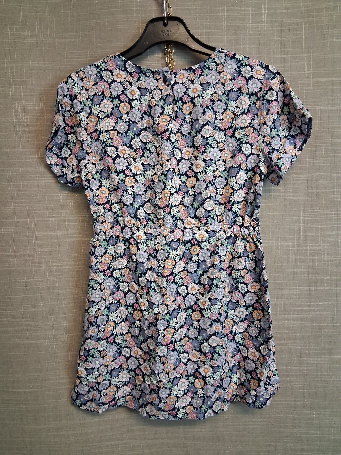 H&M Girls Blue Floral Short Sleeve Dress Age 6-7 Years