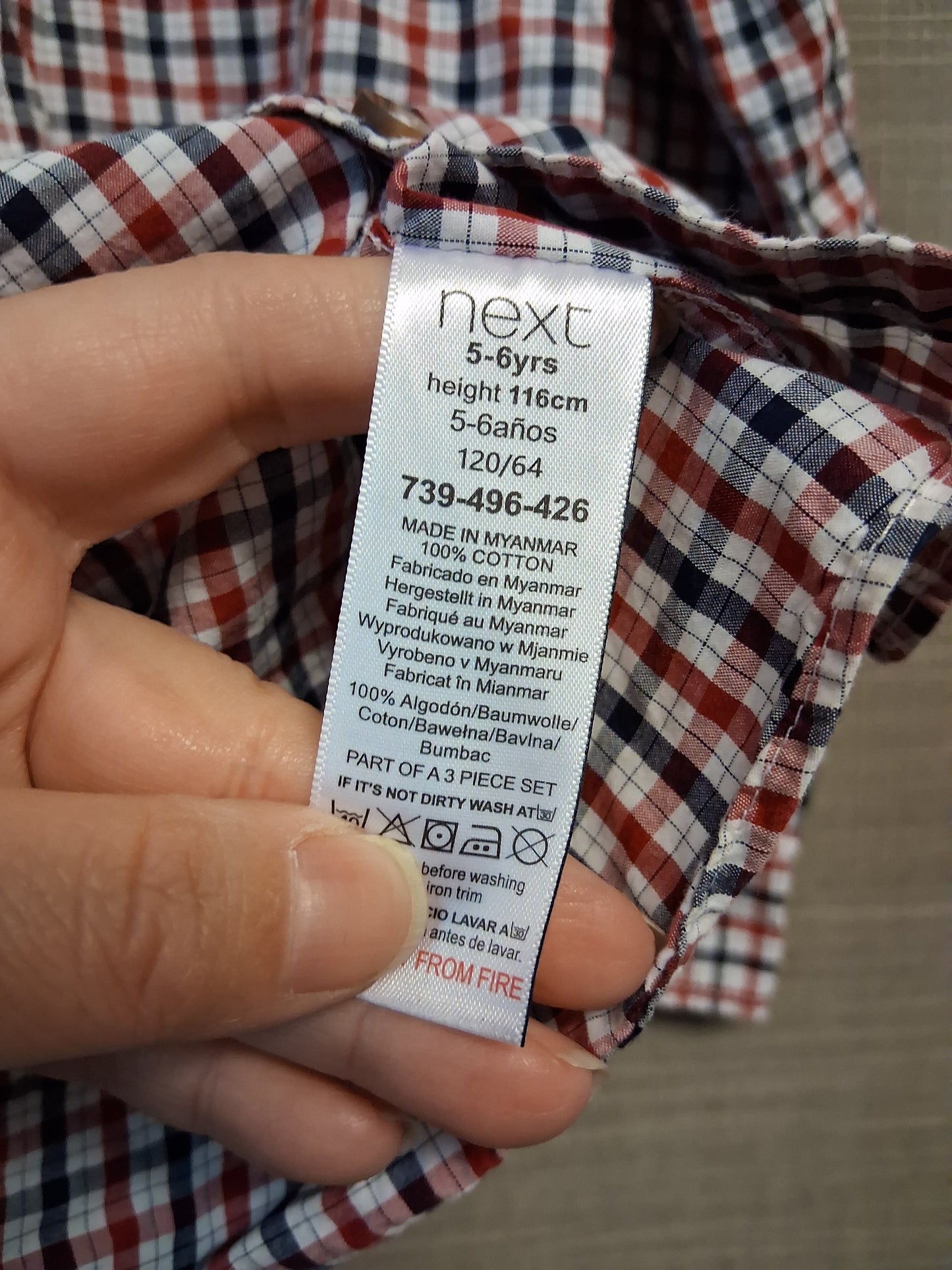 Next Boys Long Sleeve Check Shirt Age 5-6 Years