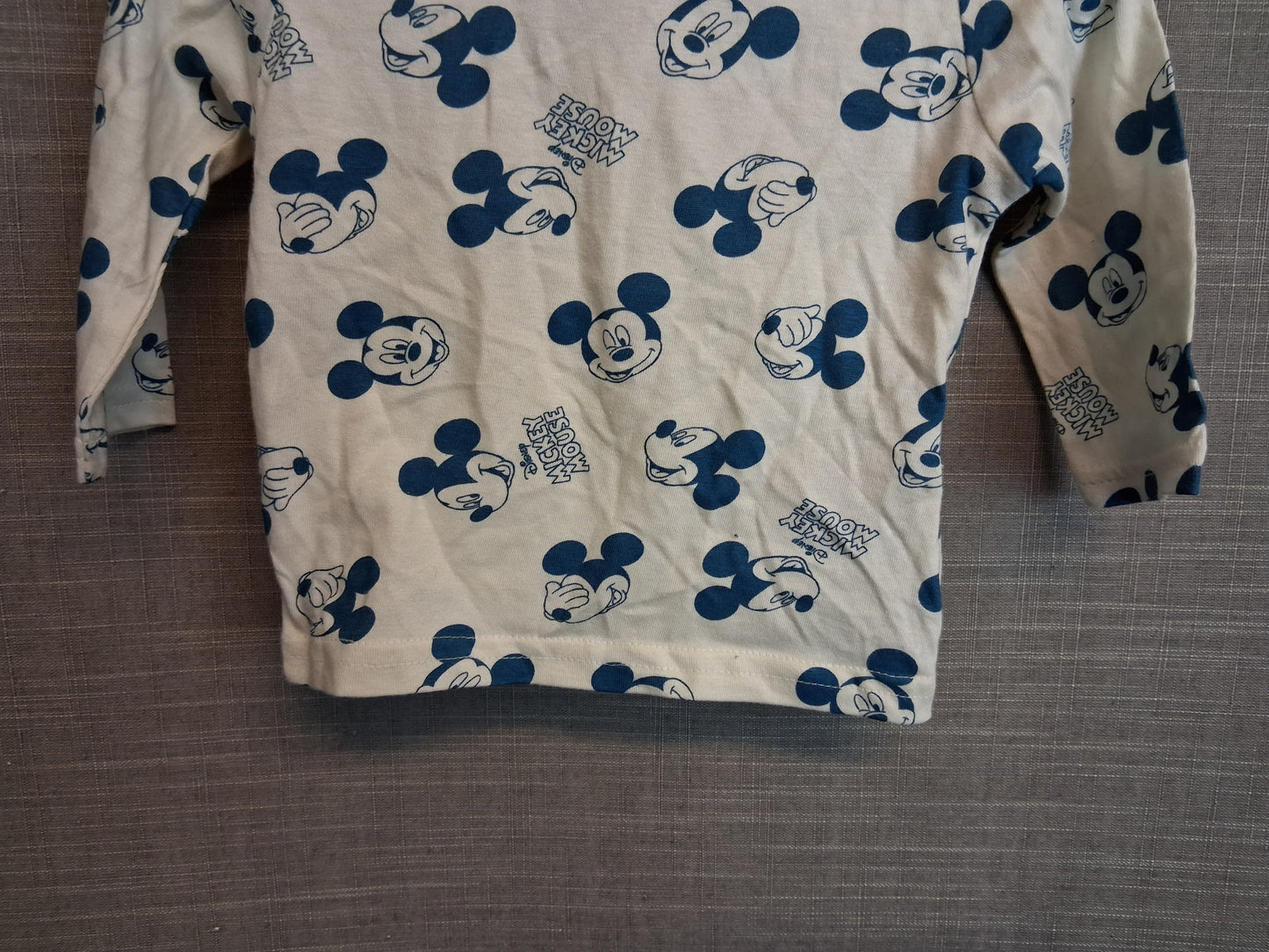 Primark Disney Mickey Mouse Long Sleeve T-Shirt Cream Age 6-9 Months