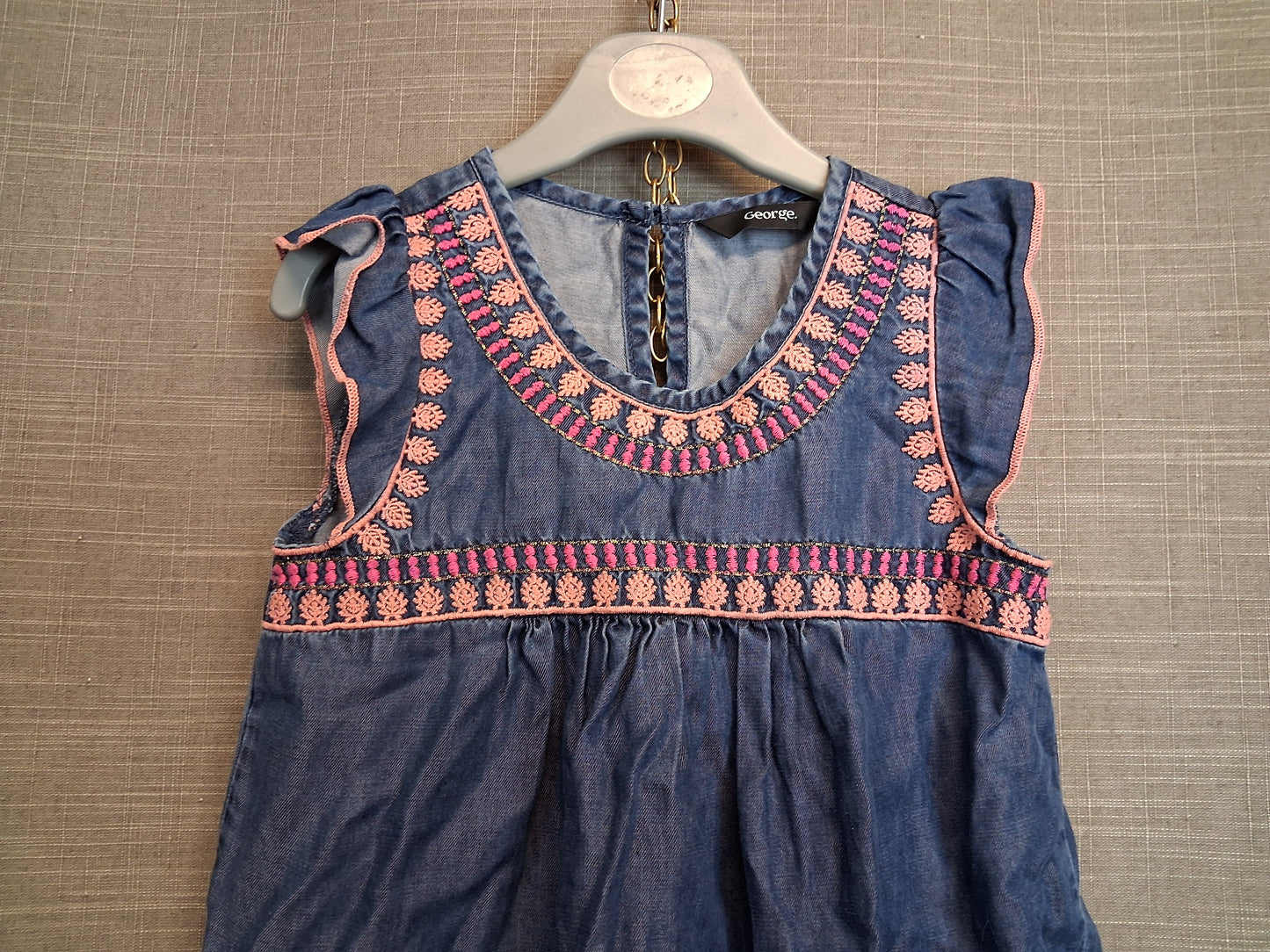 George Girls Blue Denim Dress Age 3-4 Years