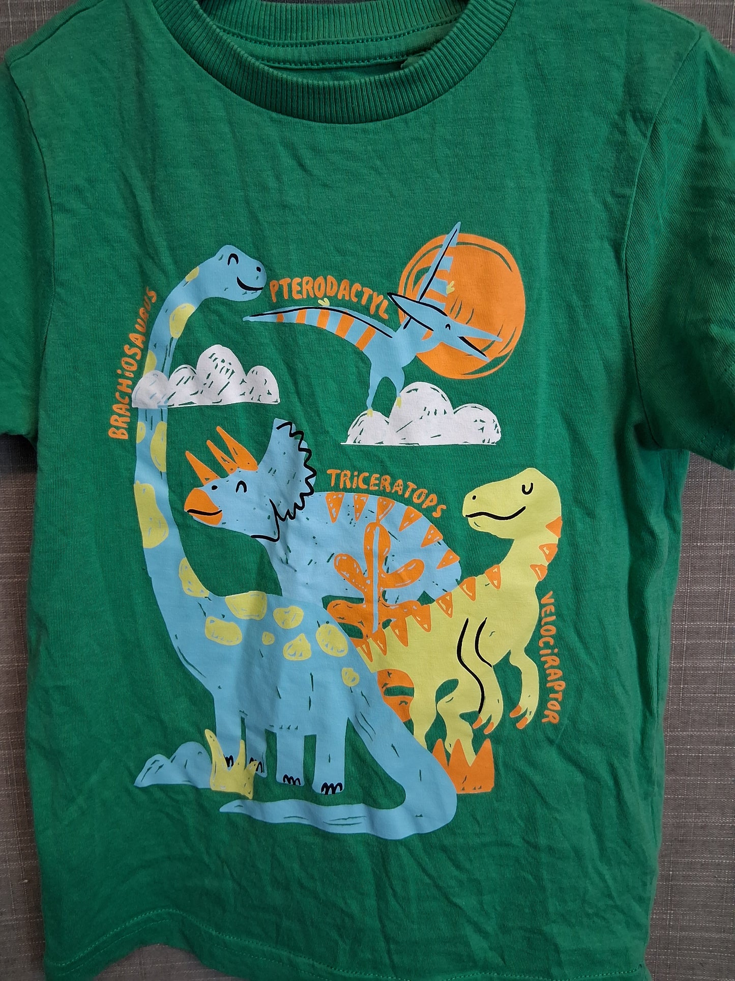 F&F Boys Green Dinosaur T-Shirt Short Sleeve Age 4-5 Years