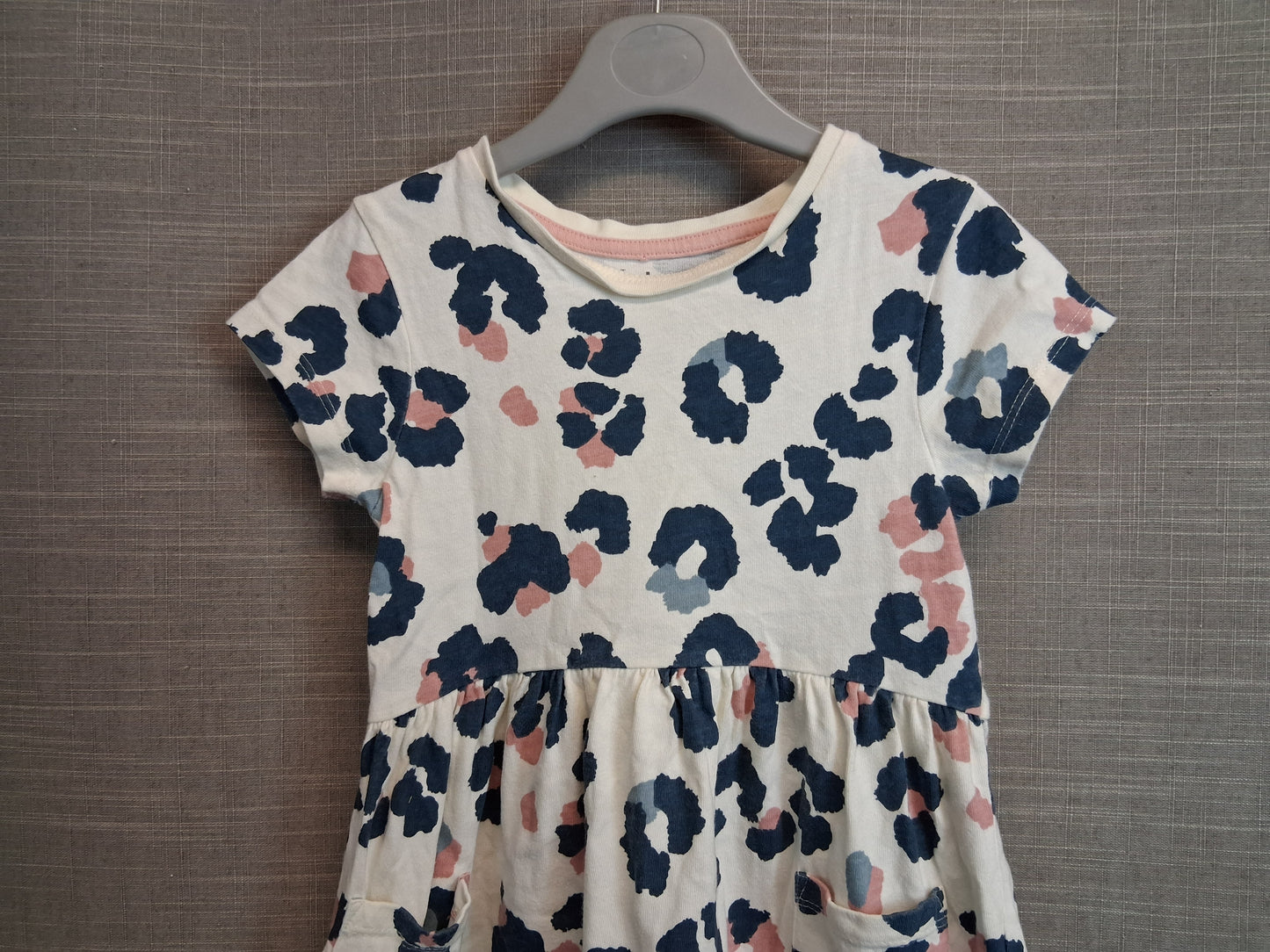 Nutmeg Jersey T-Shirt Dress Age 3-4 Years Beige Animal Print Short Sleeve