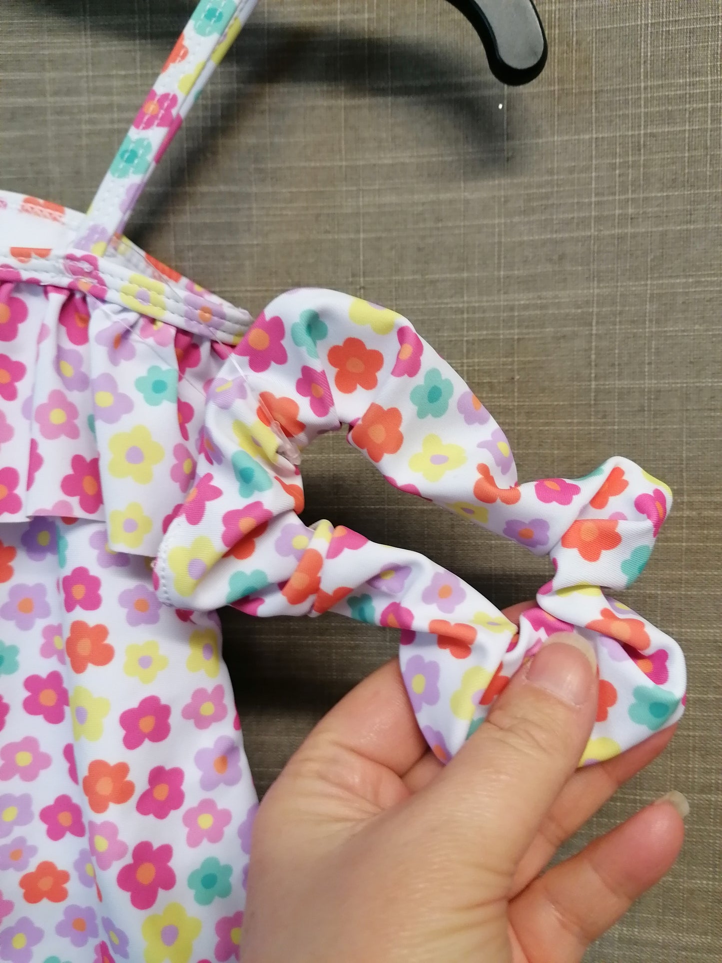 Girls Swimsuit With Scrunchie Pink Floral Age 2-3 Years New