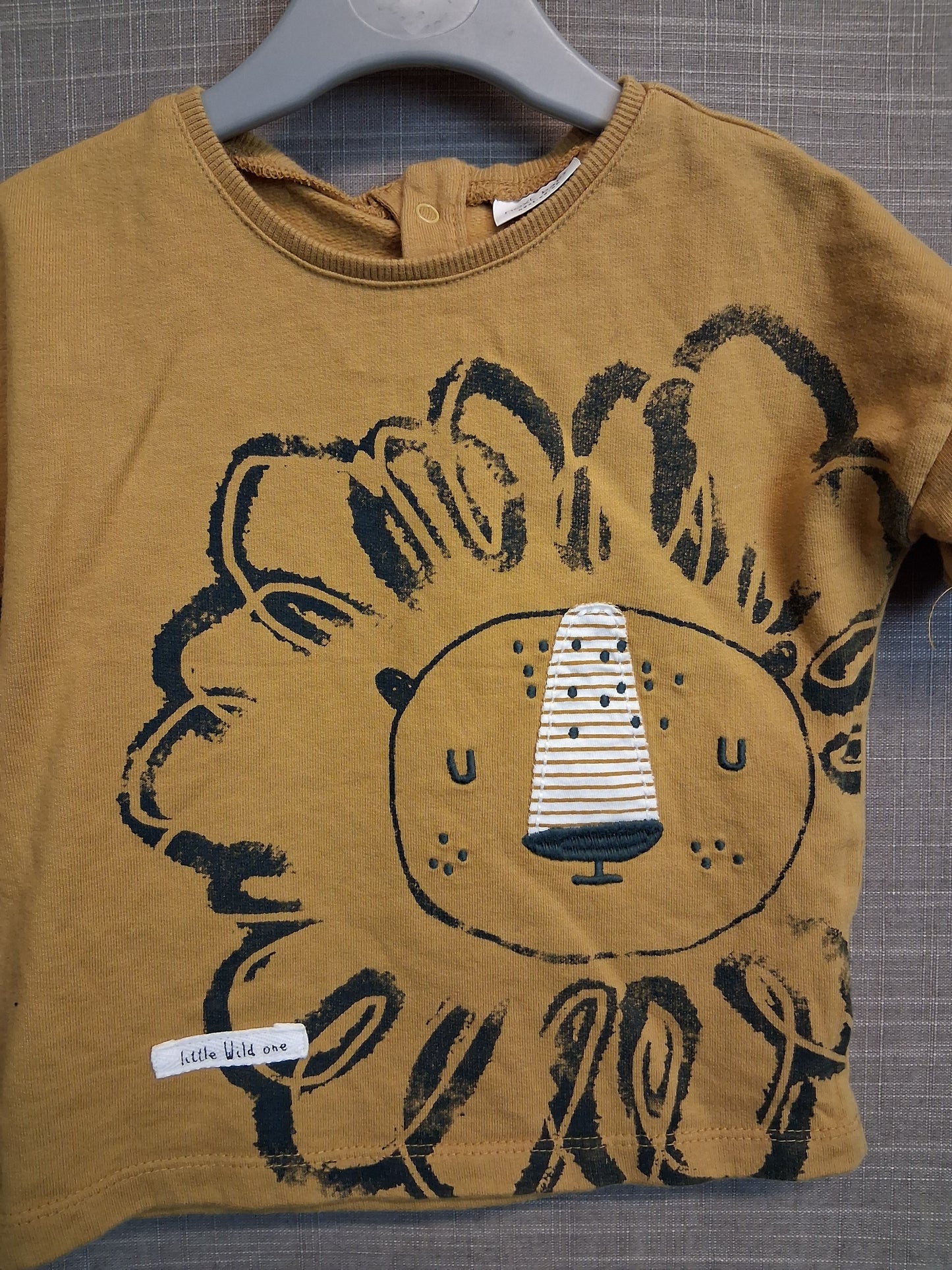 Next Boys Yellow Lion Short Sleeve Sweater Age 9-12 Months