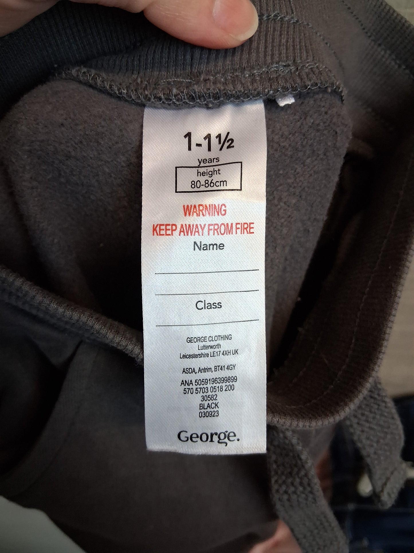 George Boys Grey Jersey Joggers Age 12-18 Months