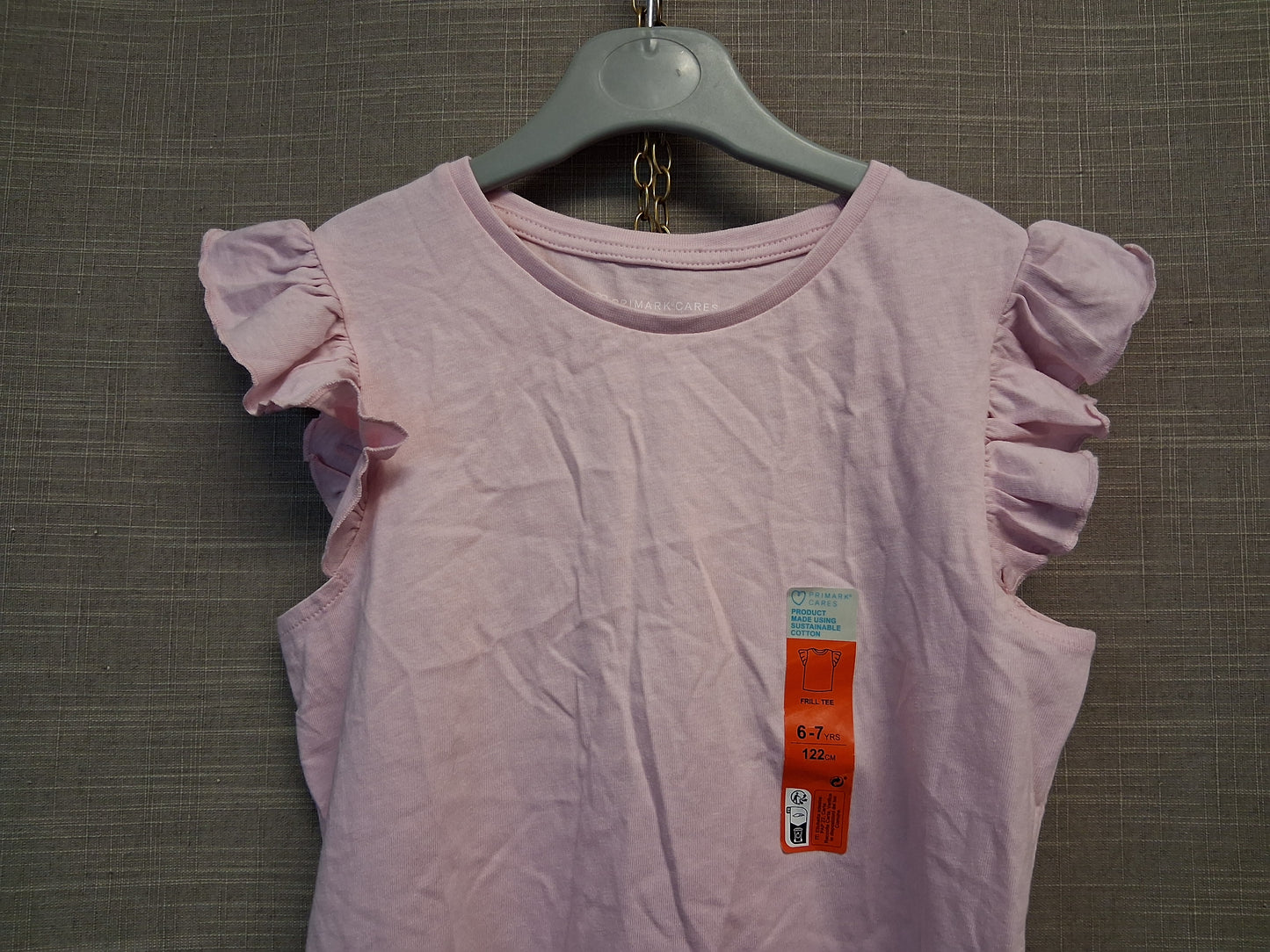 Primark Pink Ruffle Sleeveless T-Shirt Age 6-7 Years New
