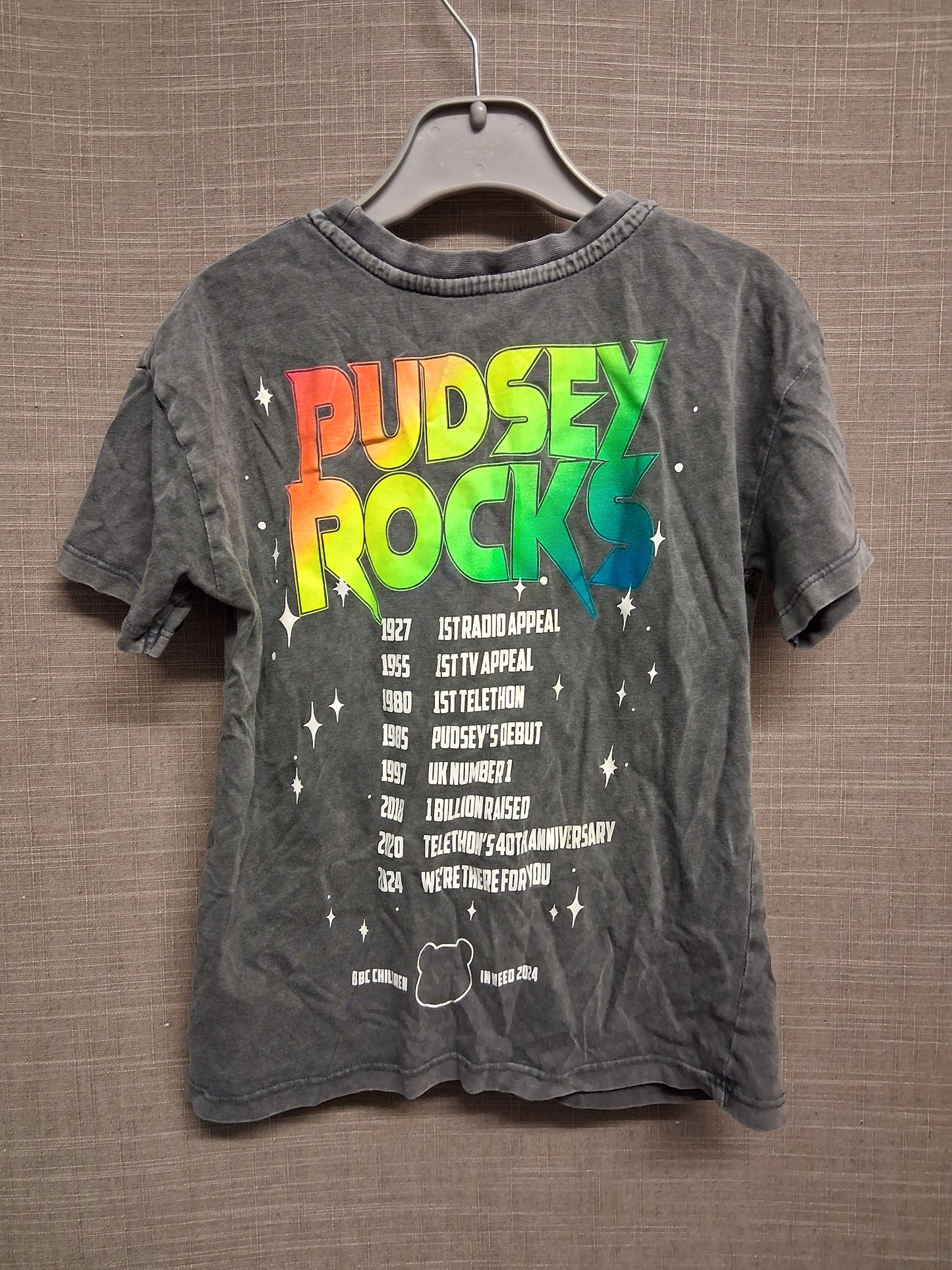 George Unisex "Pudsey Rocks" Grey Short Sleeve T-Shirt Age 4-5 Years