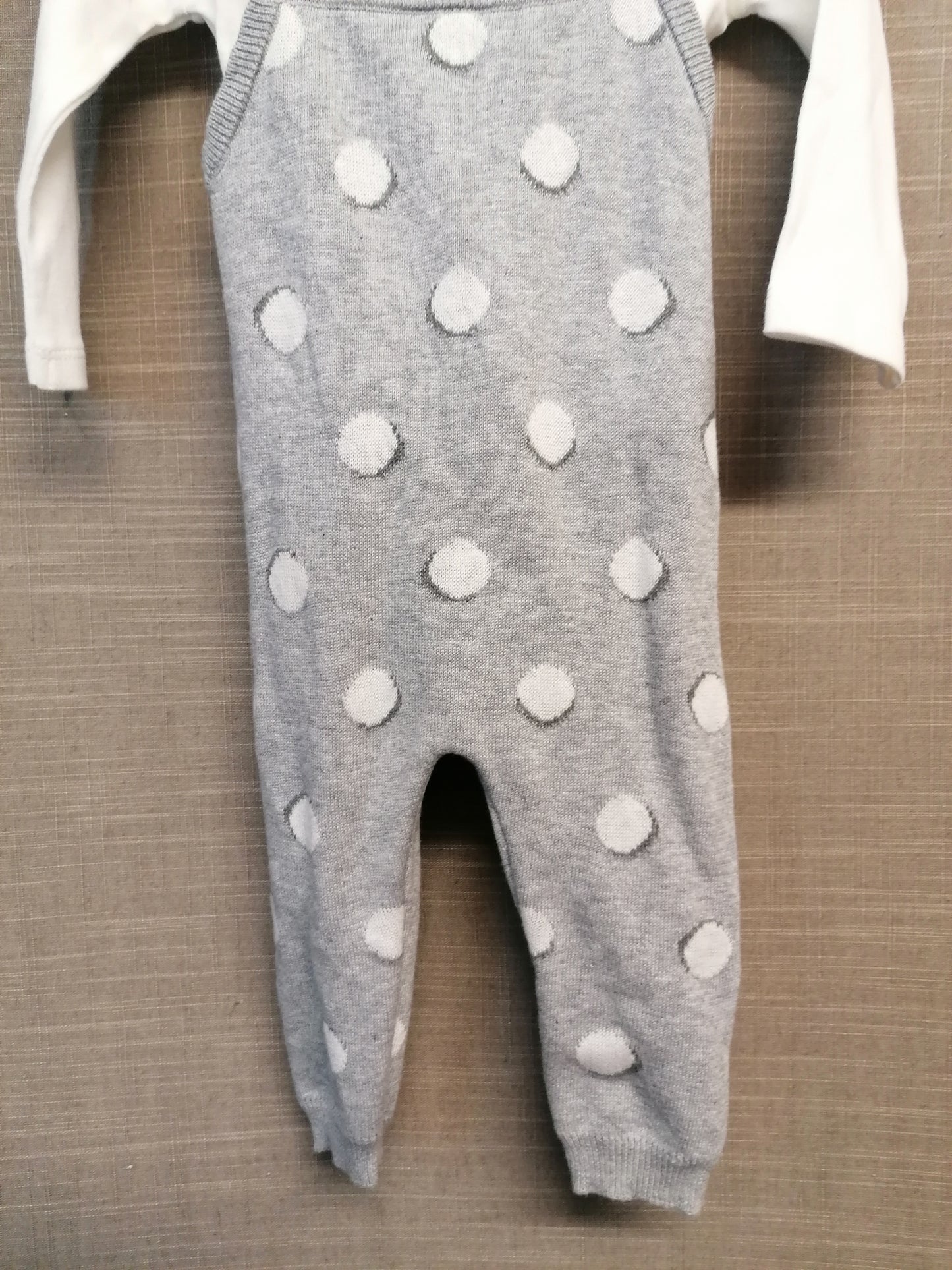 Mayoral 2 Piece Outfit Romper and Long Sleeve Top Age 6-9 Years Grey & White